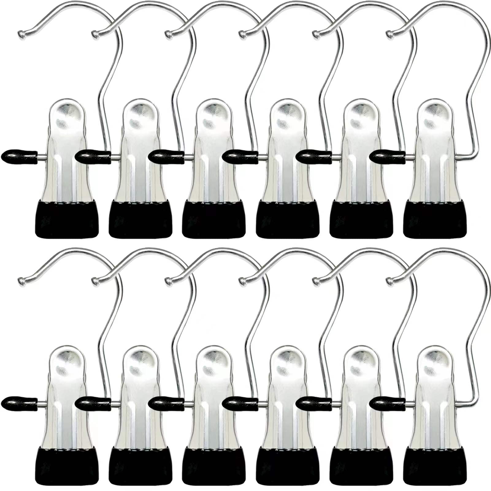 Boot Hangers For Closet, 12 Pack Hanging Clips Hook Clothes Pins For Laundry, Hanger Clips Towel Clips Boot Organizer For Home A