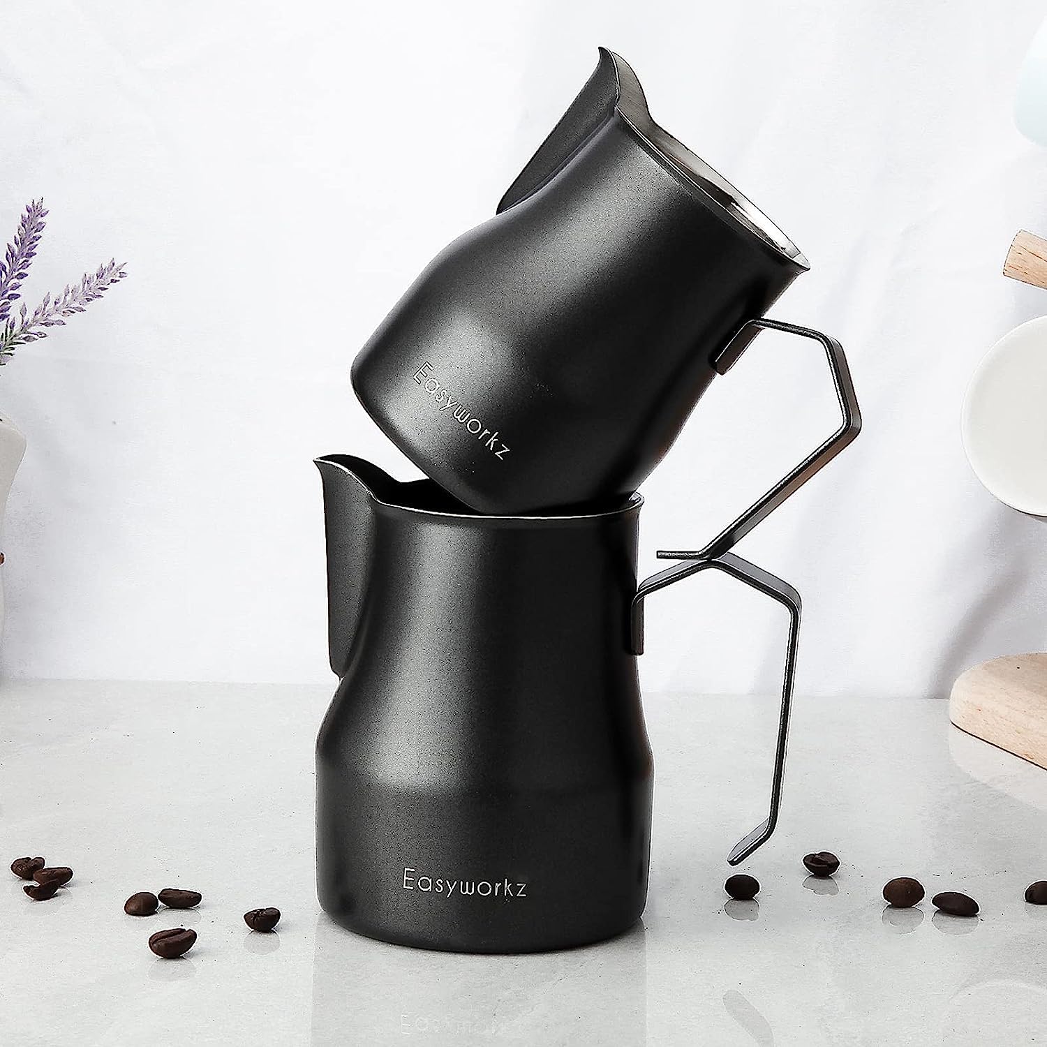 Easyworkz Espresso Steaming Pitcher Stainless Steel 12 Oz Coffee Frothing Picther Milk Jug Cappuccino Latte Art Cup