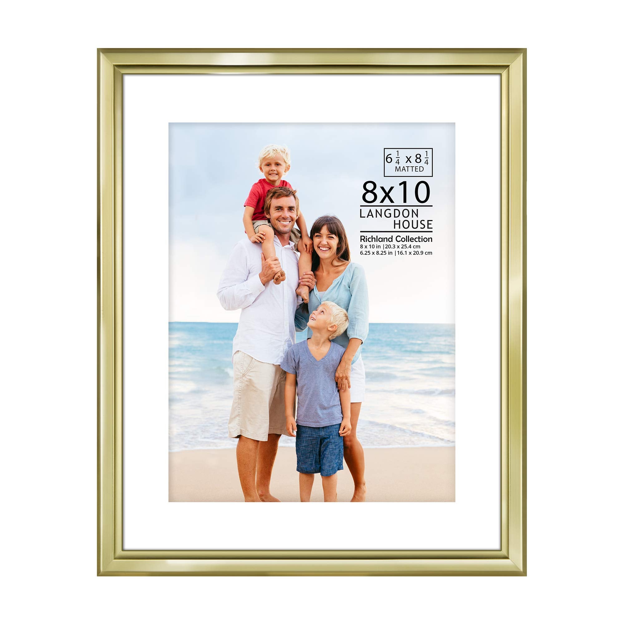 Langdon House 8x10 Gold Picture Frame w/Mat, Distinguished Edging for Classic Style, Richland Collection