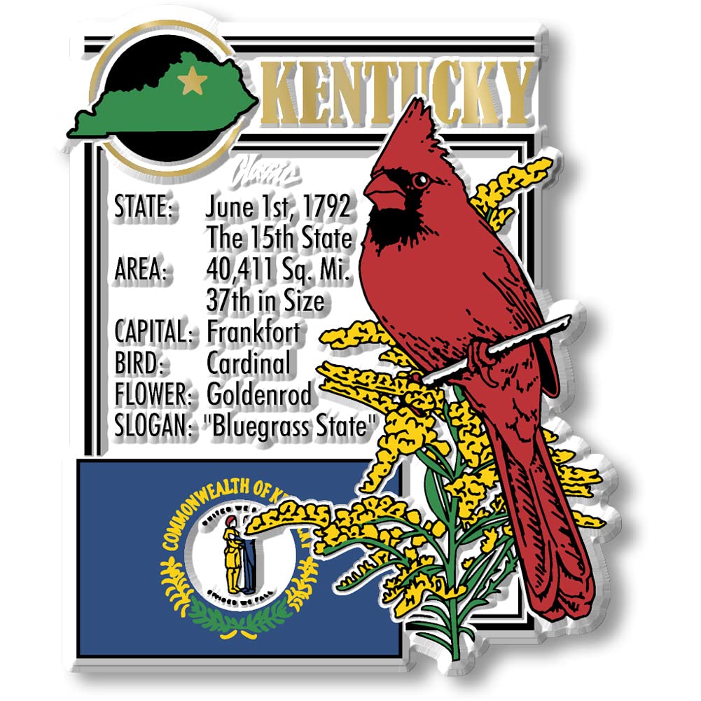 Kentucky Six-Piece State Magnet Set By Classic Magnets, Includes 6 Unique Designs, Collectible Souvenirs Made In The Usa