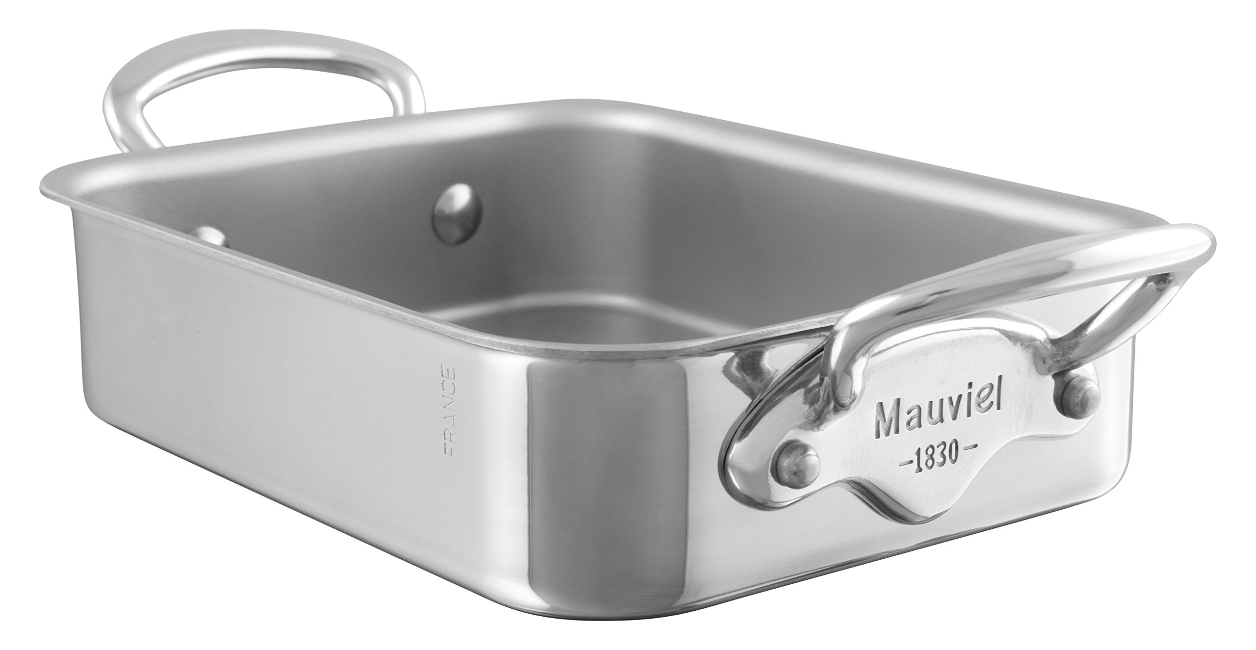 Mauviel M'Minis Stainless Steel Rectangular Roasting Pan With Stainless Steel Handles, 7 X 5-In, Made In France