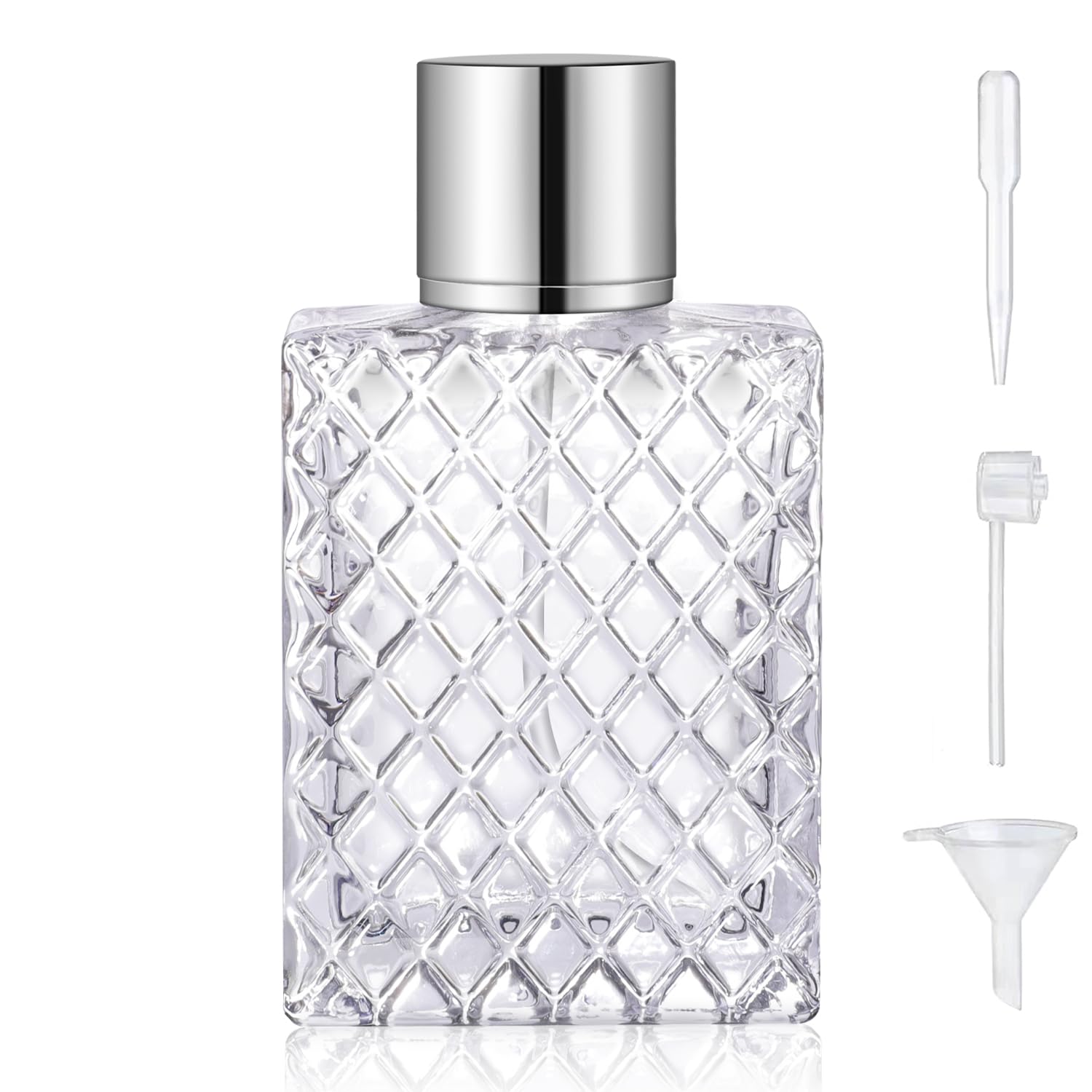 Yerpkefey Vintage Glass Spray Bottle - Refillable Perfume Atomizer, Empty Perfume Bottles With 3 Dispensers (100Ml/3.4 Oz)