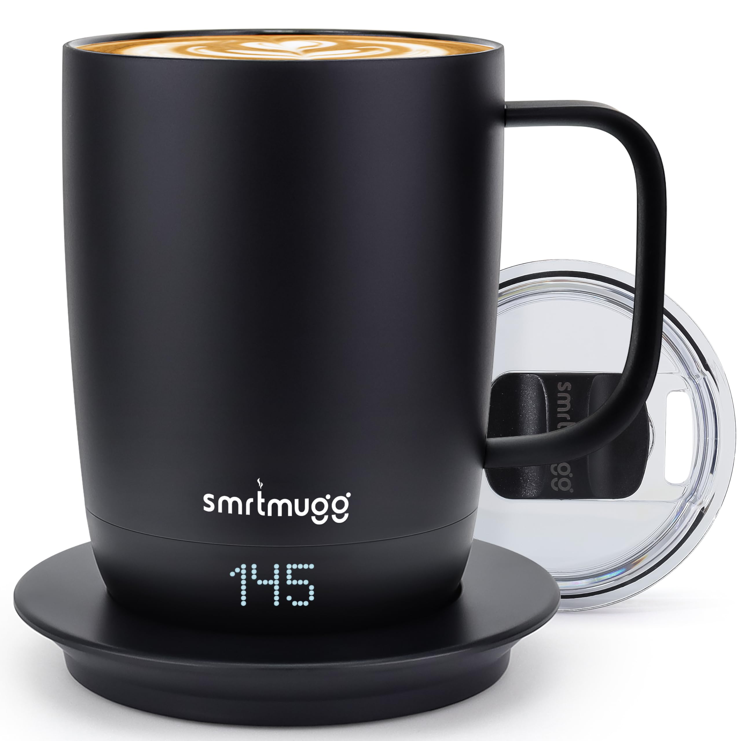 SMRTMUGG PRO 14 oz. SelfHeating Coffee Mug  4Hour Battery Life, Adjustable Temperature Control, LCD Display, OneTouch Adjust