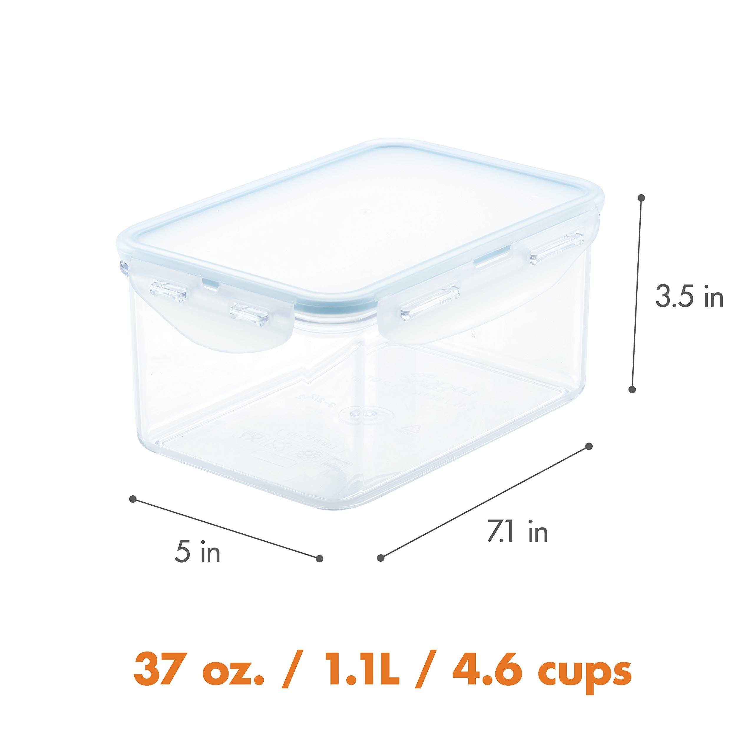LocknLock Tritan Food Storage Container, 37 Oz, Clear, Model LBF815D