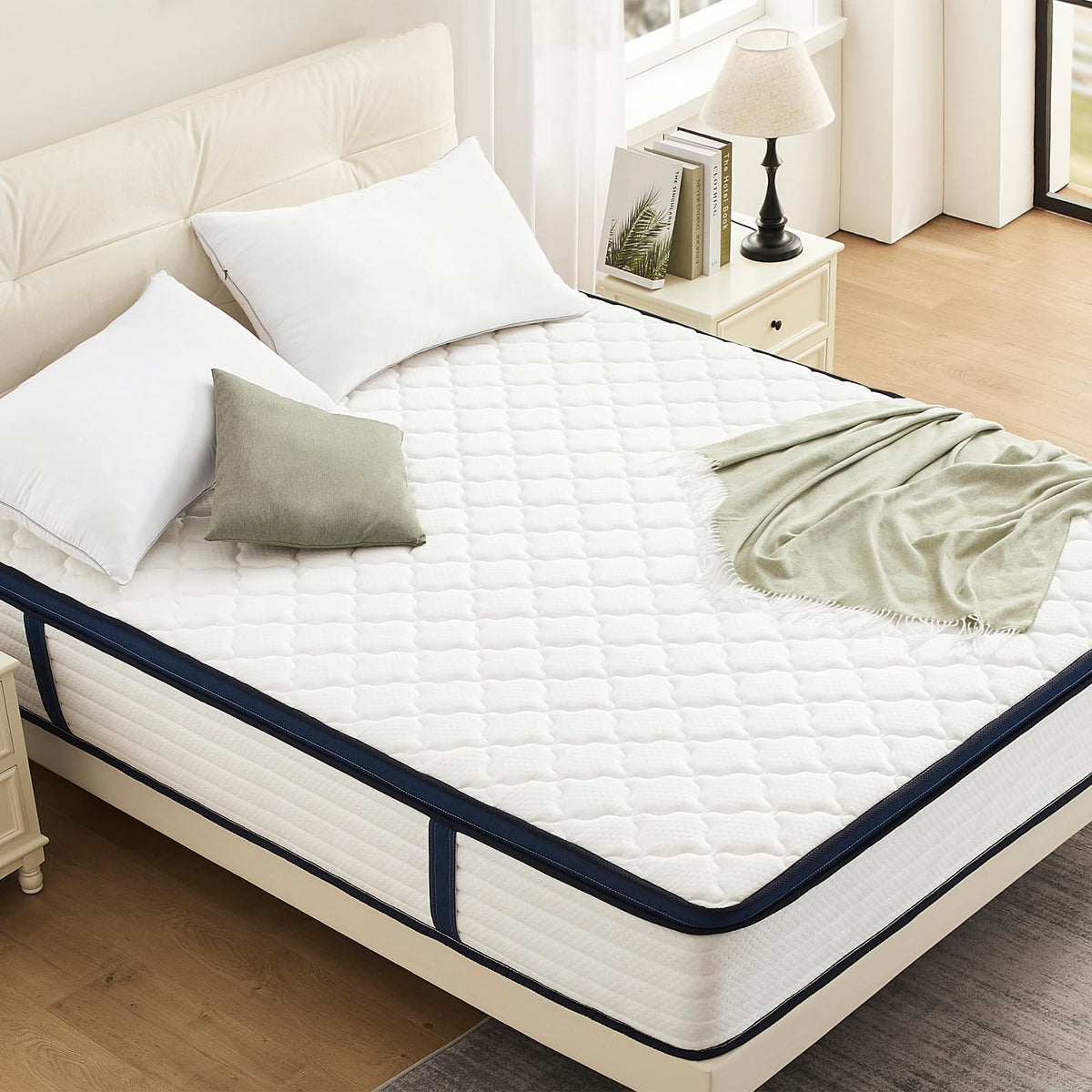 Amztree Queen Size Mattresses In A Box 10 Inch - Memory Foam & Pocket Coils Springs, Pressure Relief, Motion Isolation, Breathab