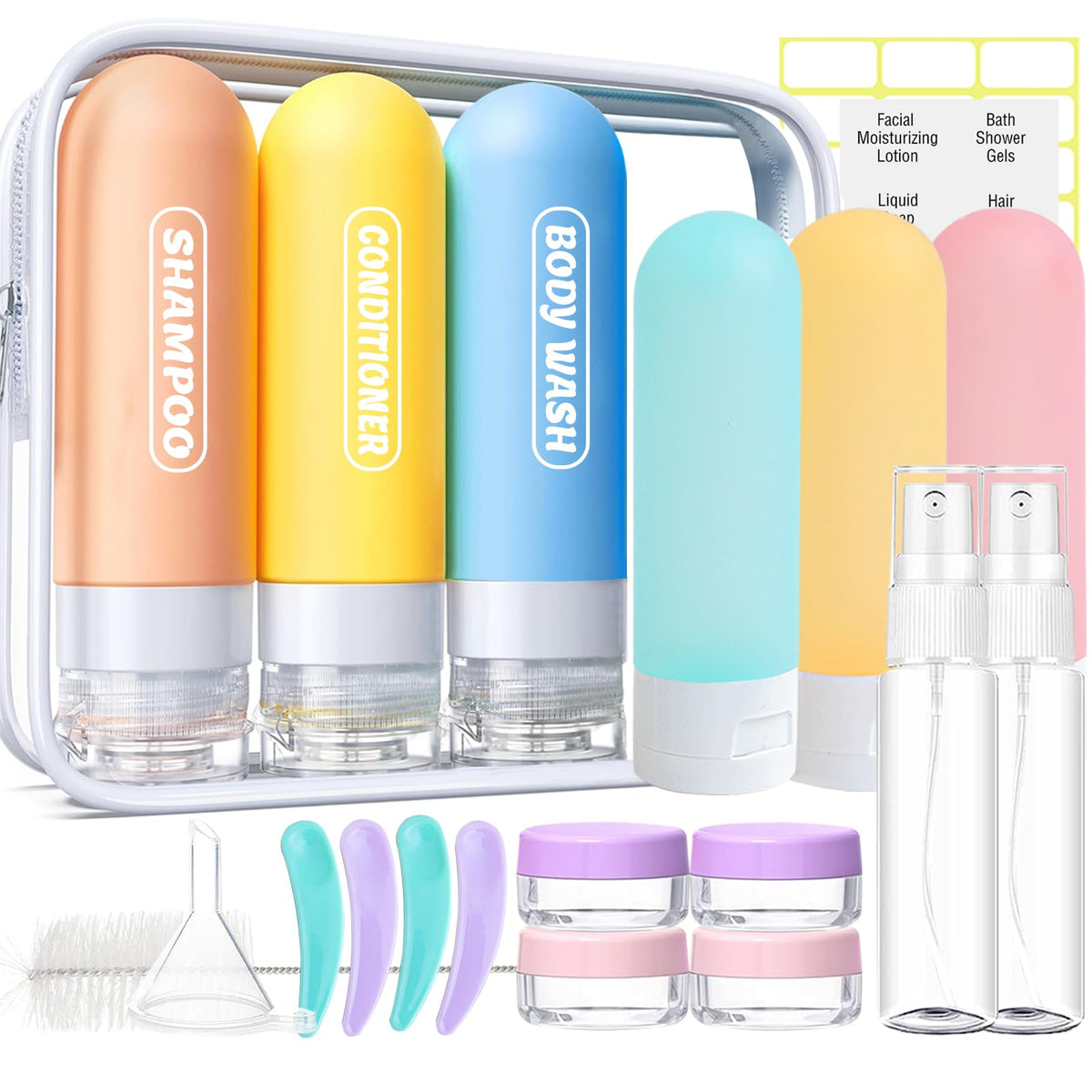 Ynshouna 20 Pack Travel Bottles Set, Tsa Approved Travel Size Toiletries Containers, Leak Proof Travel Shampoo And Conditioner B