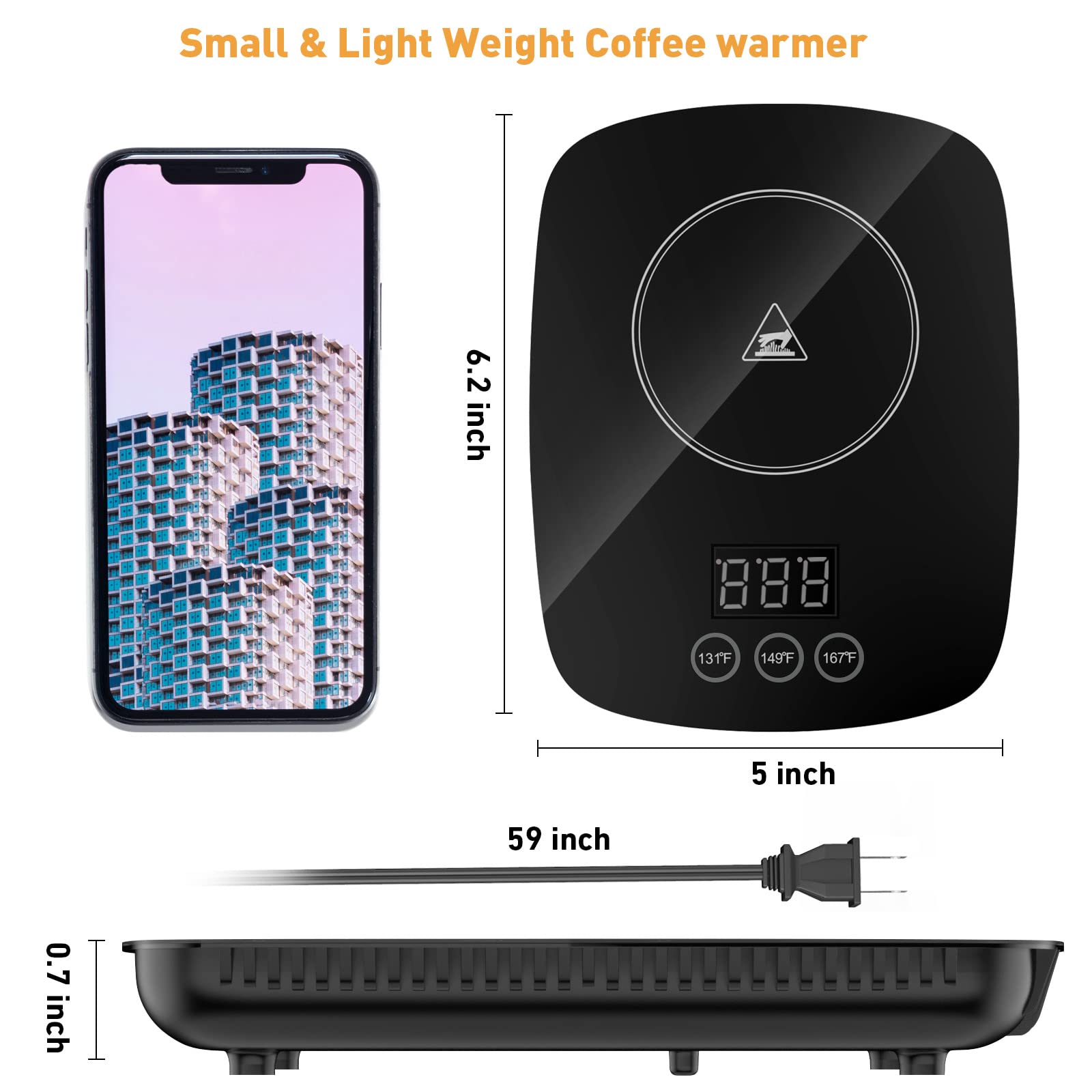 Yeosen Coffee Mug Warmer,Upgrade Coffee Cup Warmer With 3 Temperature Setting, Adjustable Temperature Beverage Warmer With Auto
