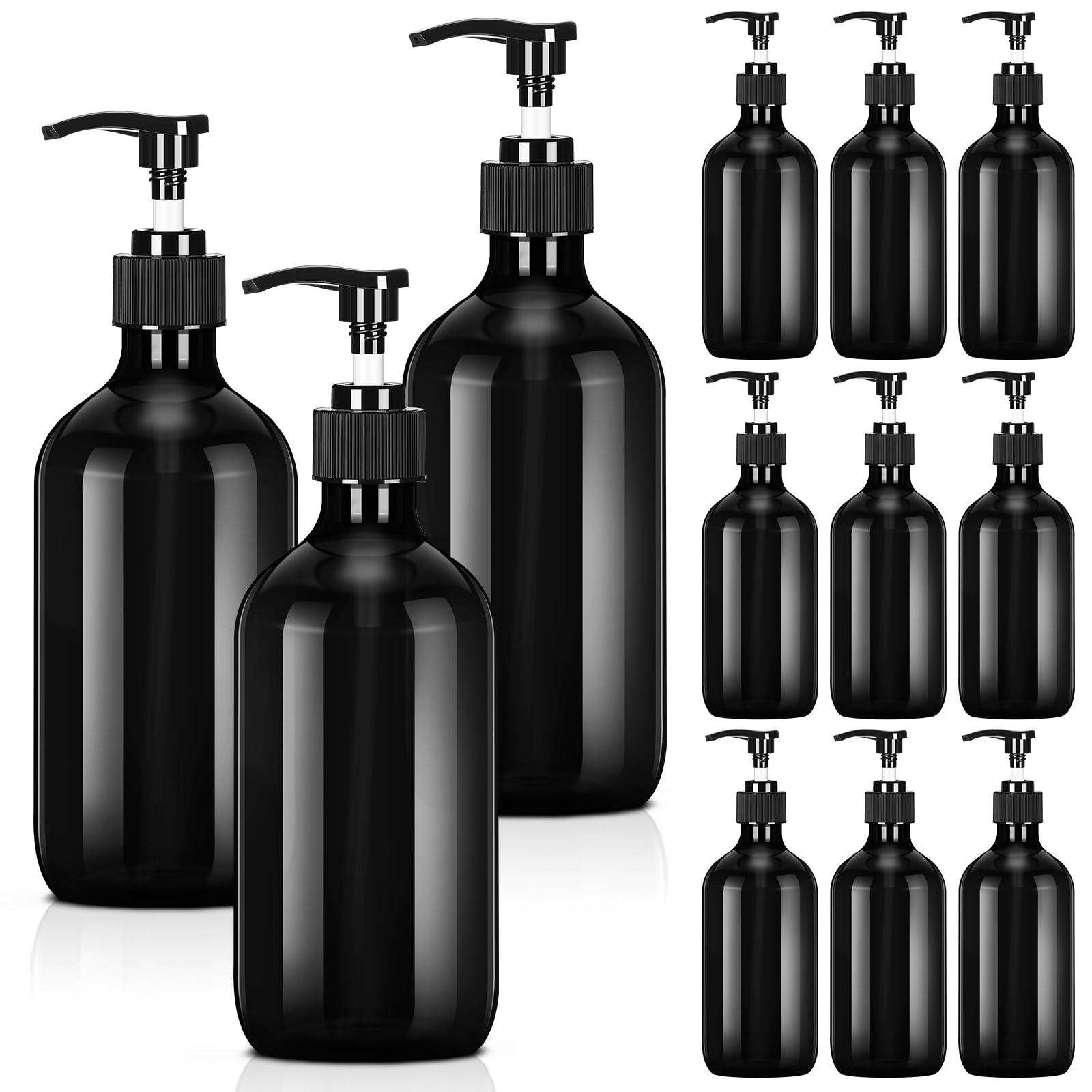 Tessco for you 12 Pack Black Soap Dispenser Empty Plastic Pump Bottles Dispenser Refillable Shampoo Container for Hand Sanitizer