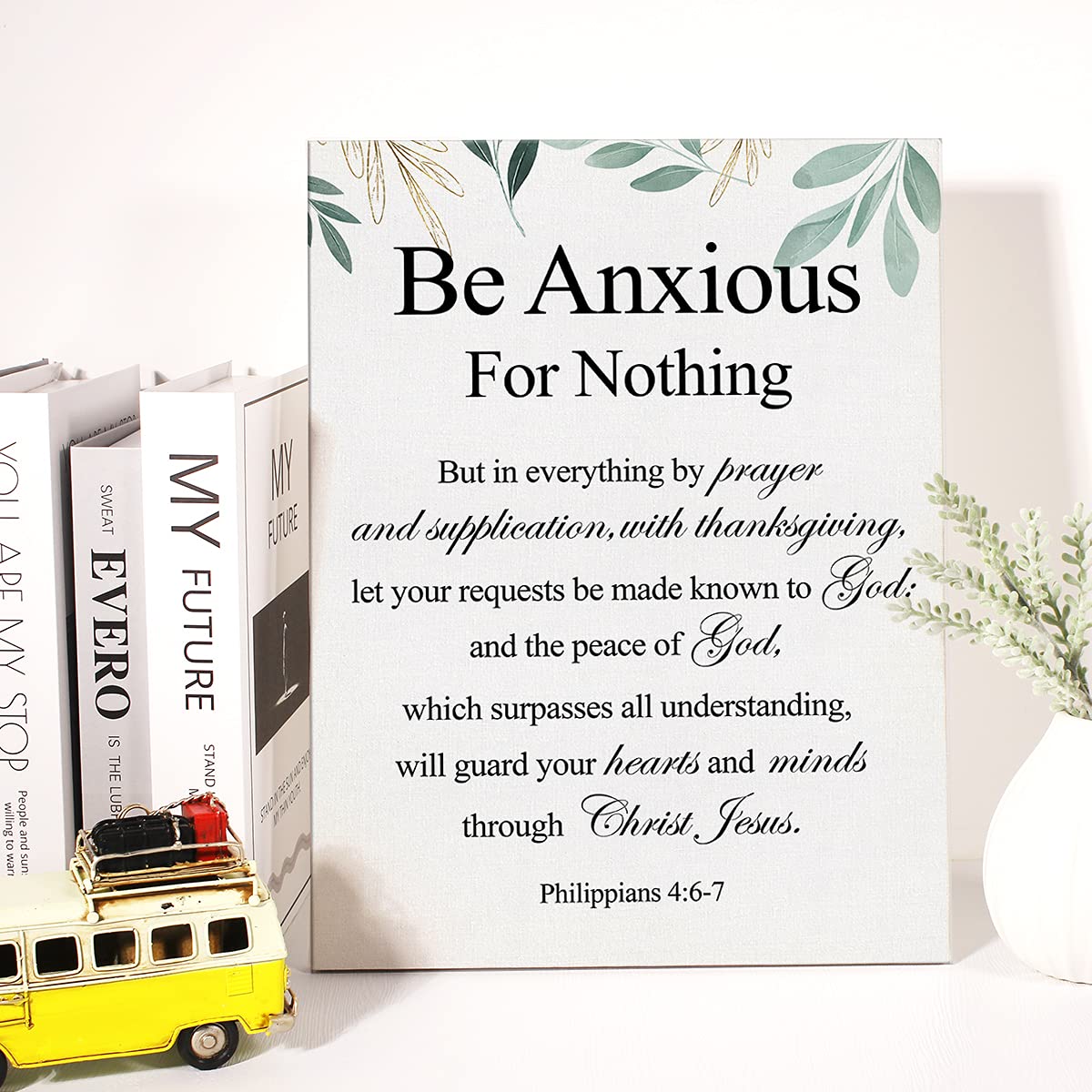 Christian Canvas Wall Art Philippians 4:6-7 Be Anxious For Nothing Canvas Print Positive Scripture Canvas Painting Home Wall Dec