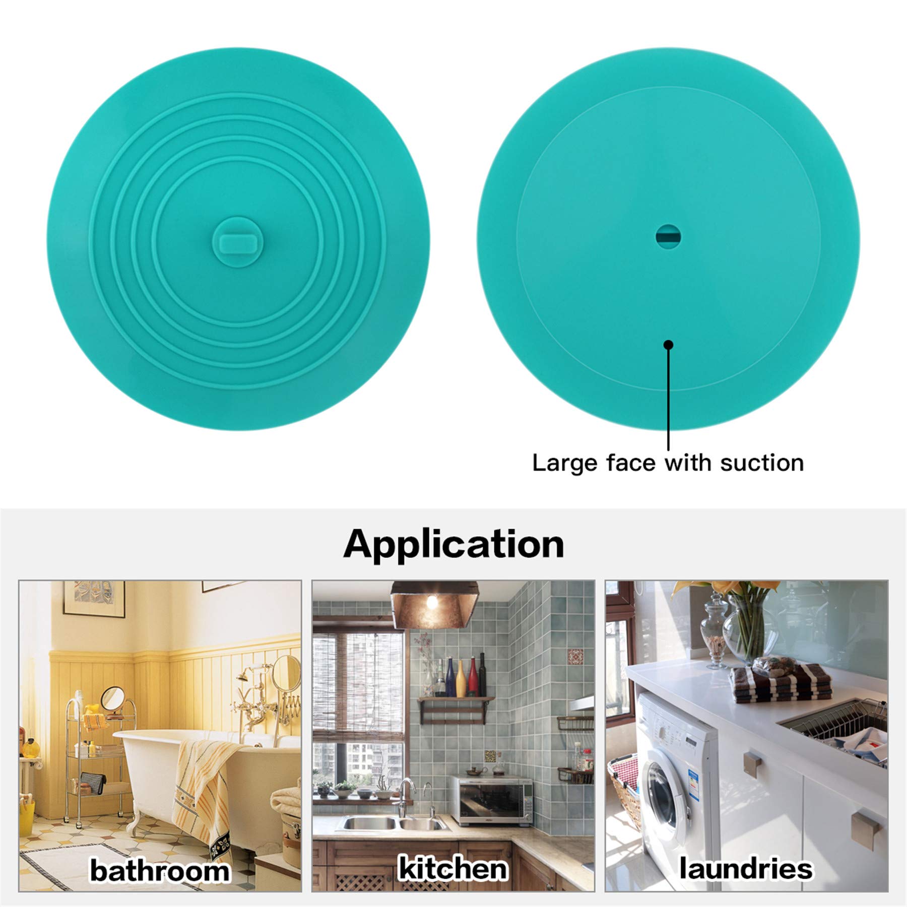 Tifanso 2 Pack 6    Bathtub Tub Drain Cover Stopper, Large Silicone Suction Bathroom Drain Plug Hair Stopper, Bathroom Accessori
