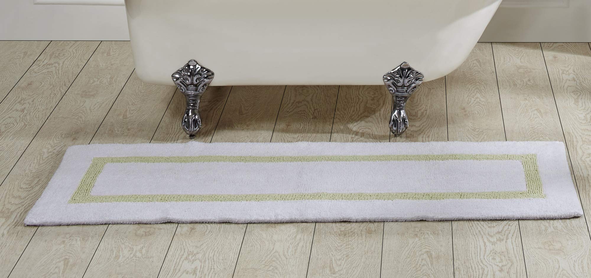 Better Trends 100% Cotton Hotel Collection Bath Mats, White & Sage Bath Mat - Tufted, Reversible & Absorbent & Machine Washable