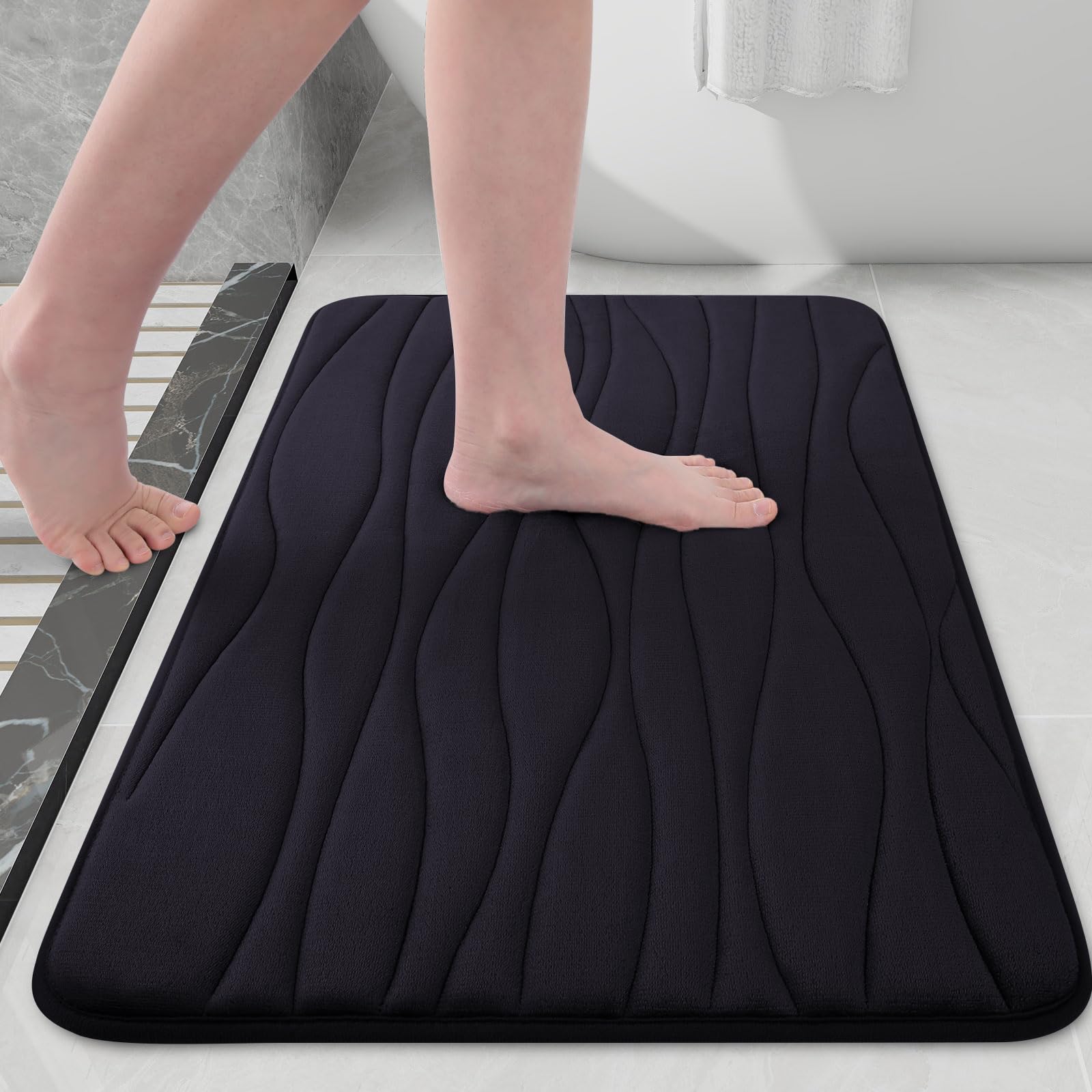 Buganda Memory Foam Bathroom Rug Mat 47X24, Extra Soft And Absorbent Bath Mats, Non-Slip And Machine Washable Bath Rugs For Bath