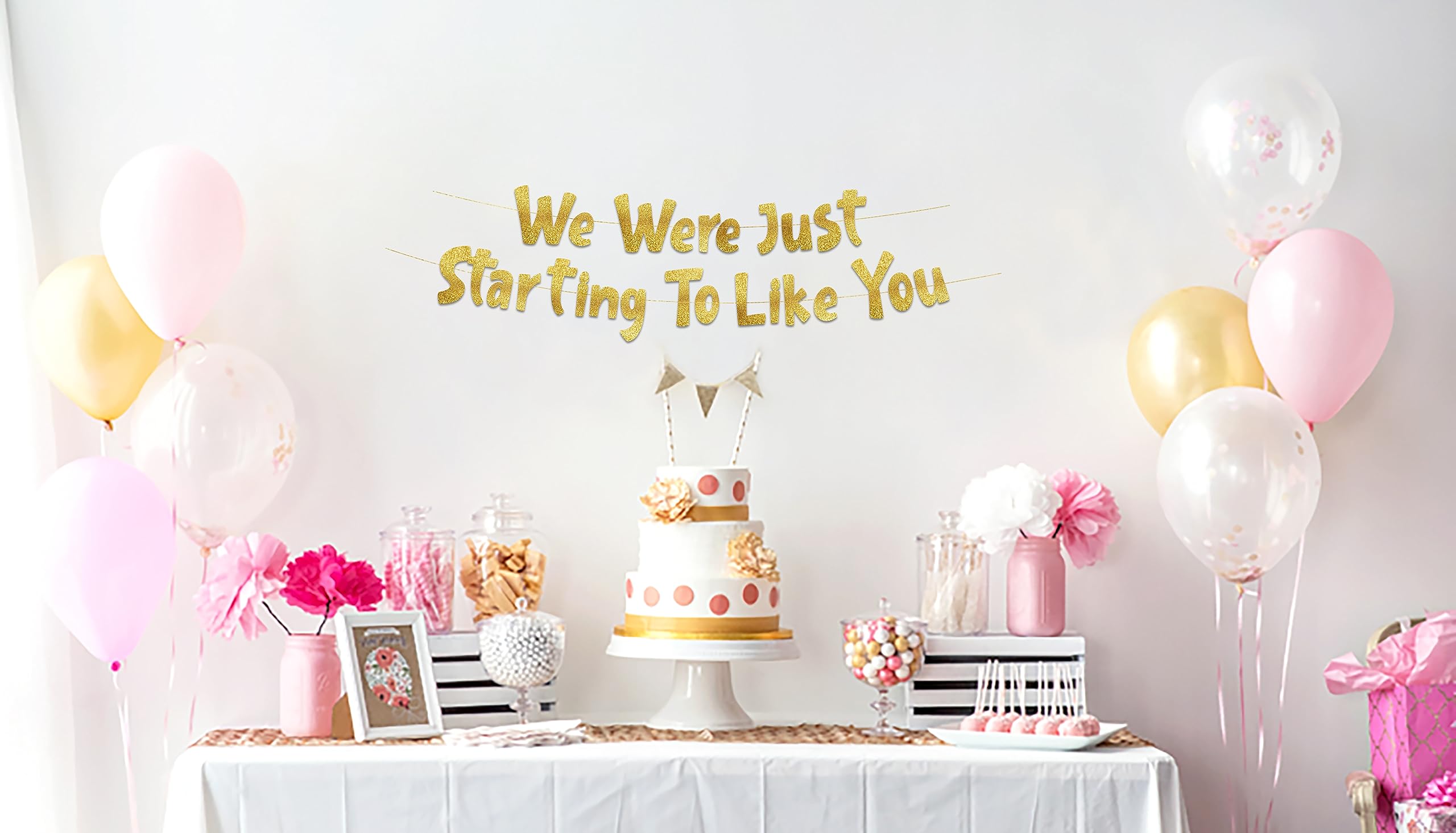 We Were Just Starting To Like You Gold Glitter Banner - Going Away Party - Moving Party - New Job - Will Miss You - Funny Retire