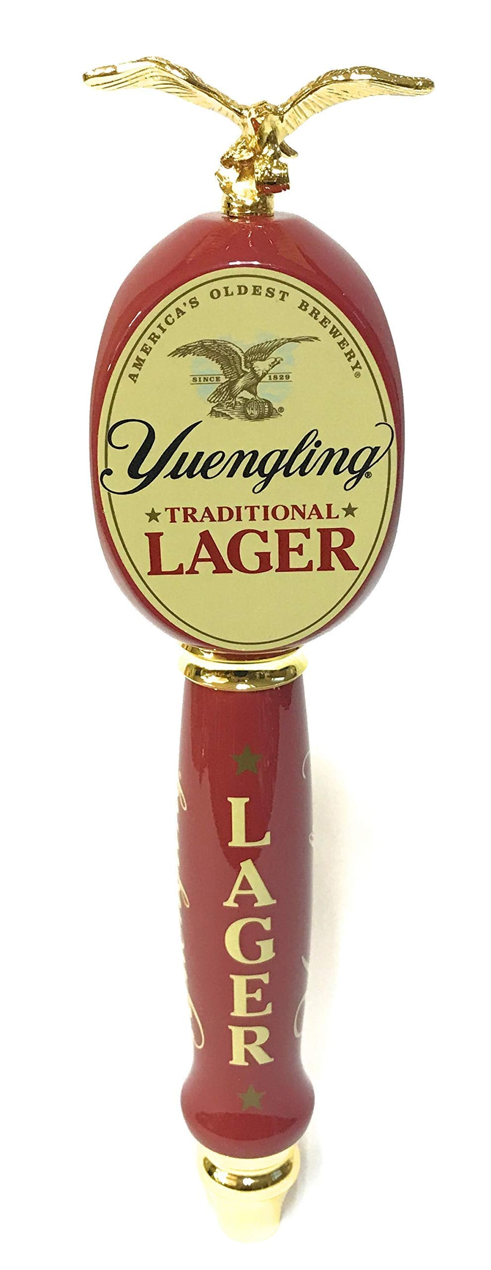Yuengling Traditional Lager 2018 13'' Tap Handle - 3 Sided With Gold Eagle Topper