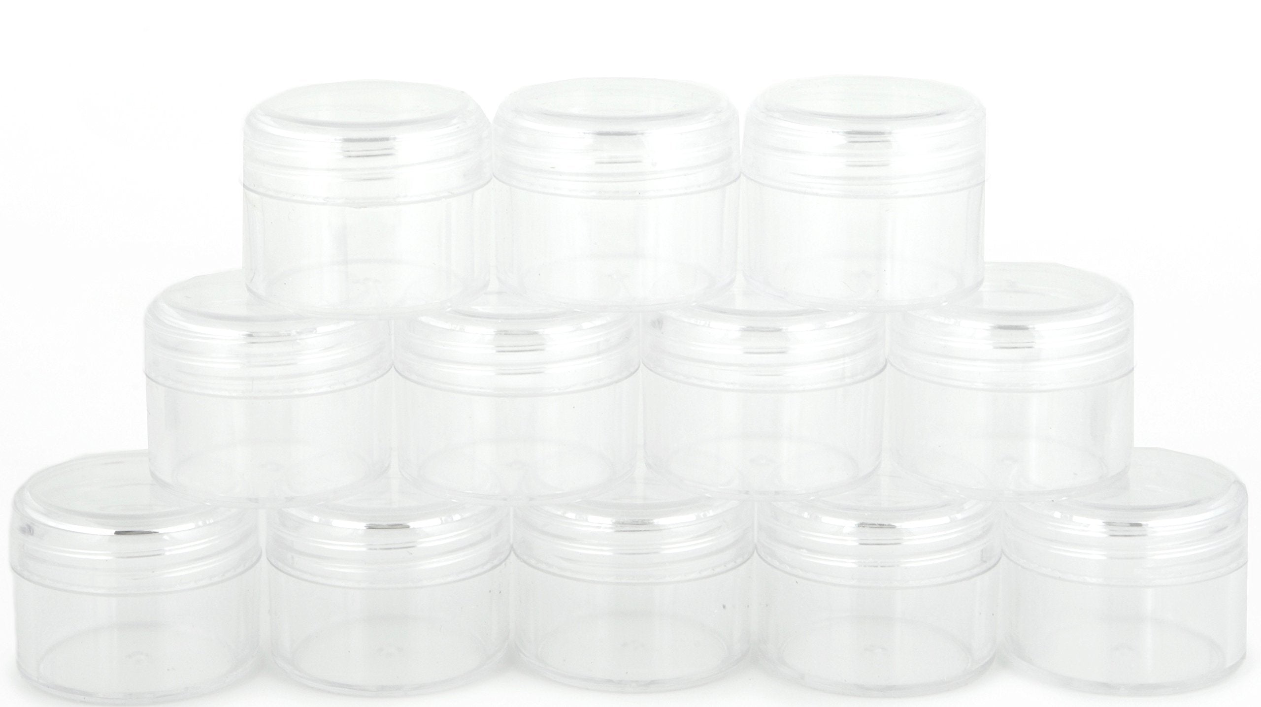 Vivaplex, 12 Clear, 1 Oz Plastic Pot Jars, Cosmetic Containers, With Lids.