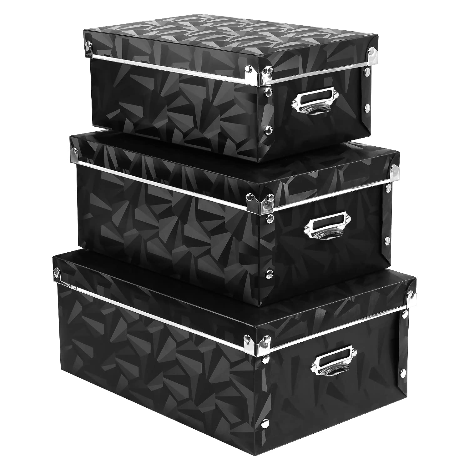 Xuchun Foldable Storage Boxes With Lids 3 Pack Plastic Collapsible Storage Bins With Handles For Toy Organizer, Clothes, Cosmeti