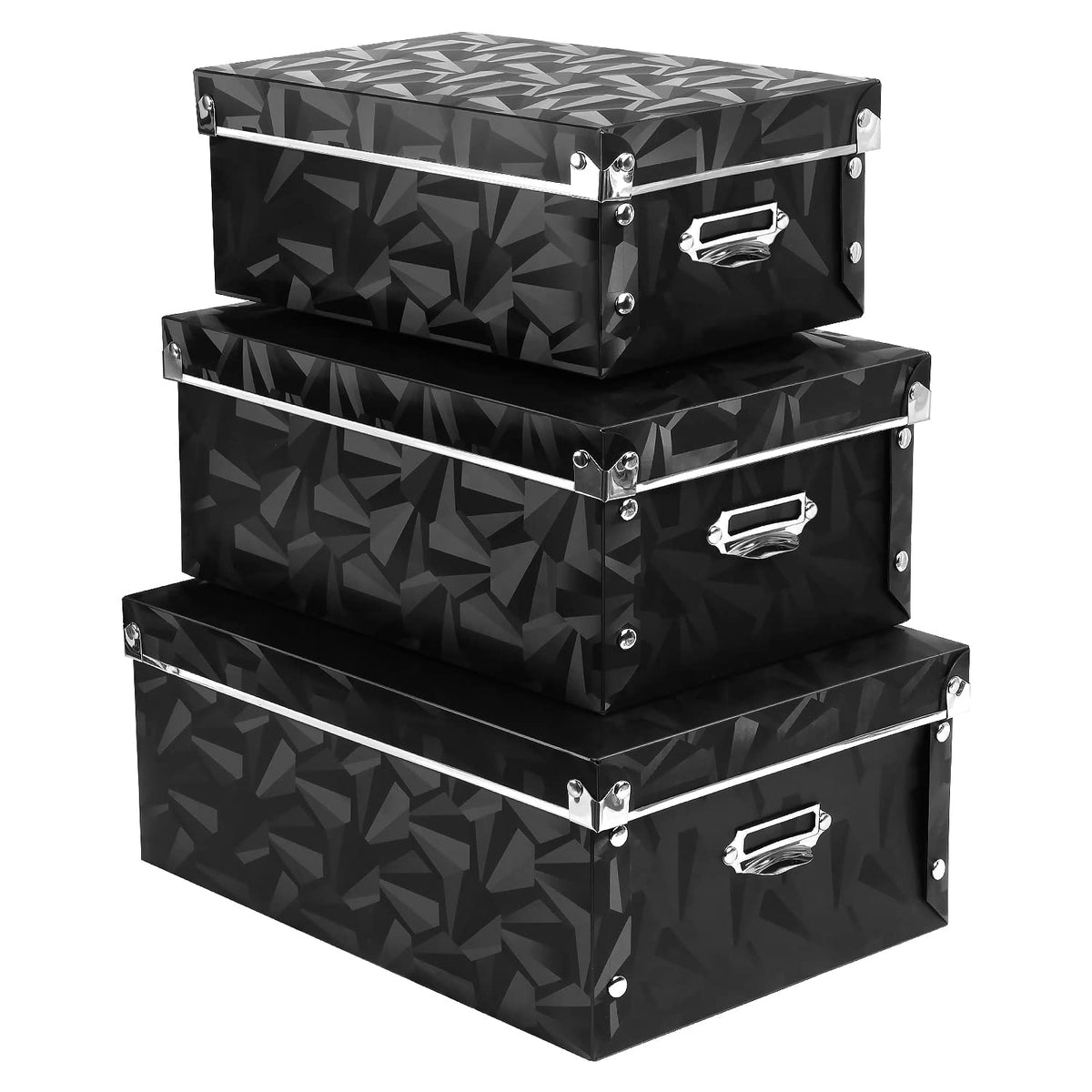 Xuchun Foldable Storage Boxes With Lids 3 Pack Plastic Collapsible Storage Bins With Handles For Toy Organizer, Clothes, Cosmeti