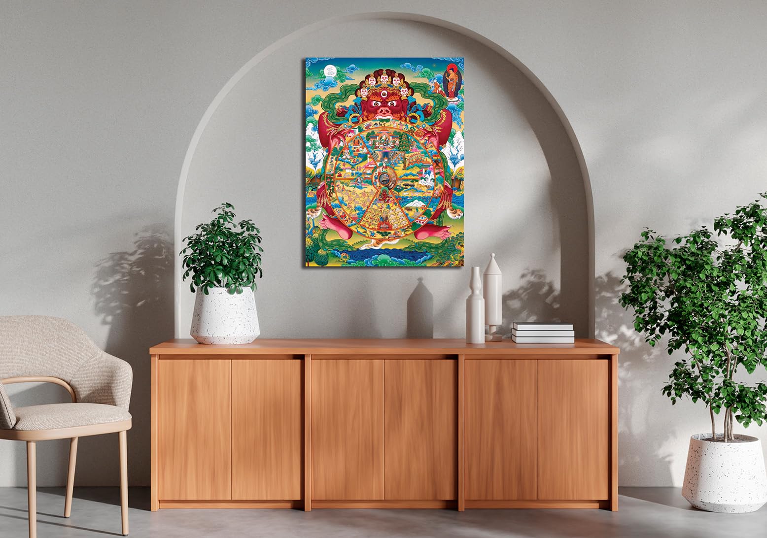 Namaste Home - The Wheel of Samsara Buddha - Indian God - Canvas Painting For Home And Office|| For Bedroom,Living Rome,and Offi