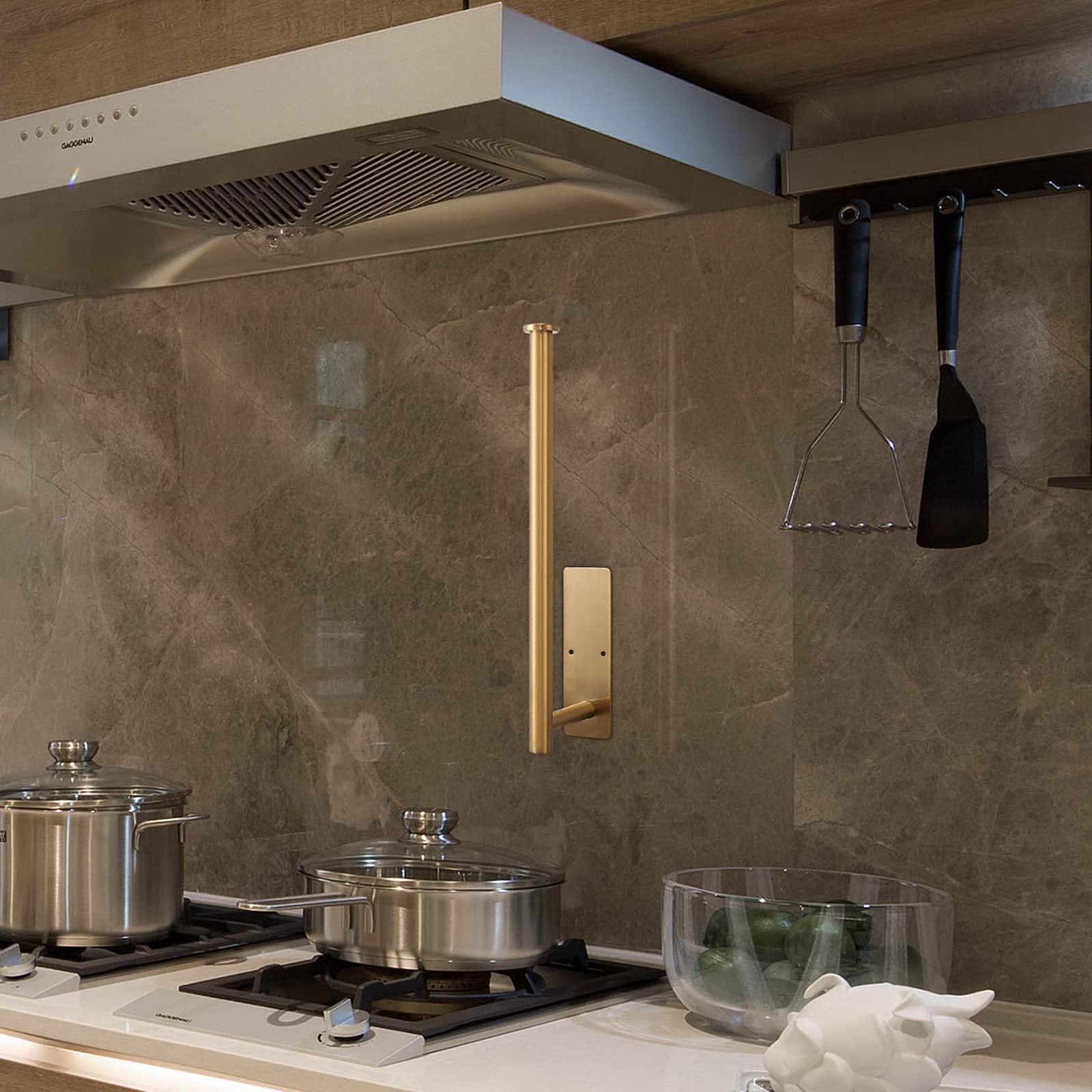 Paper Towel Holder Under Cabinet, Self Adhesive Wall Mount Paper Towel Holder, Sus304 Stainless Steel Under Cupboard Paper Towel