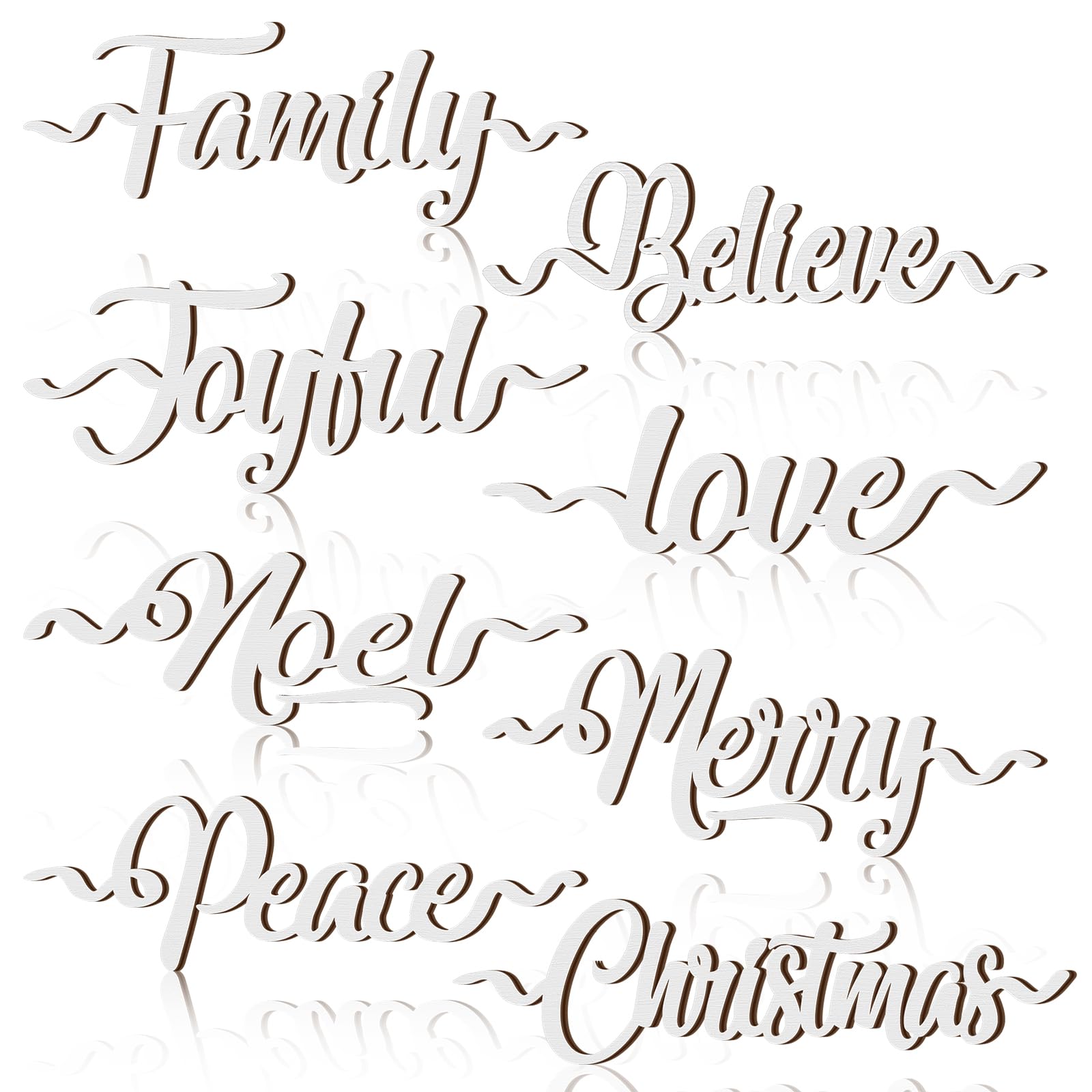 Suzile 24 Pcs Christmas Plate Wooden Letter Signs Merry Christmas Wooden Words Cutouts Wood Letter Place Card Signs Xmas Dinner 