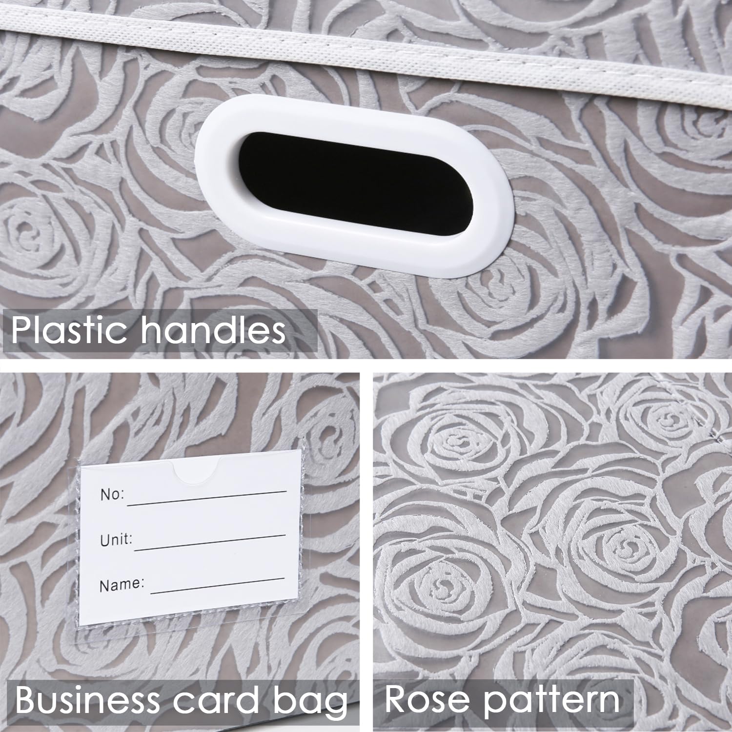 Prandom Jumbo Collapsible Storage Boxes With Lids Fabric Decorative Storage Bins Cubes Organizer Baskets With Cover Handles Divi