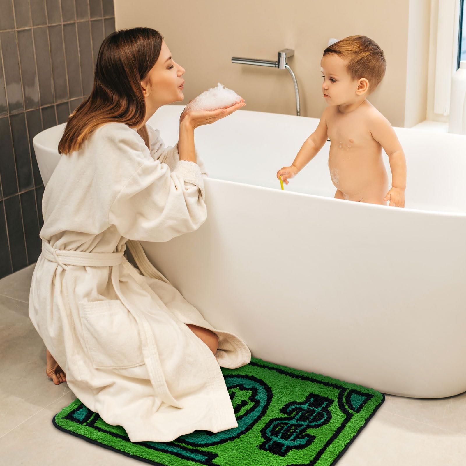 Drydiet Money Bathroom Rug Gift Cute Bill Door Bath Mat for Bedroom Kitchen Dorm Money Shape Shower Mat Decoration Non Slip Wash