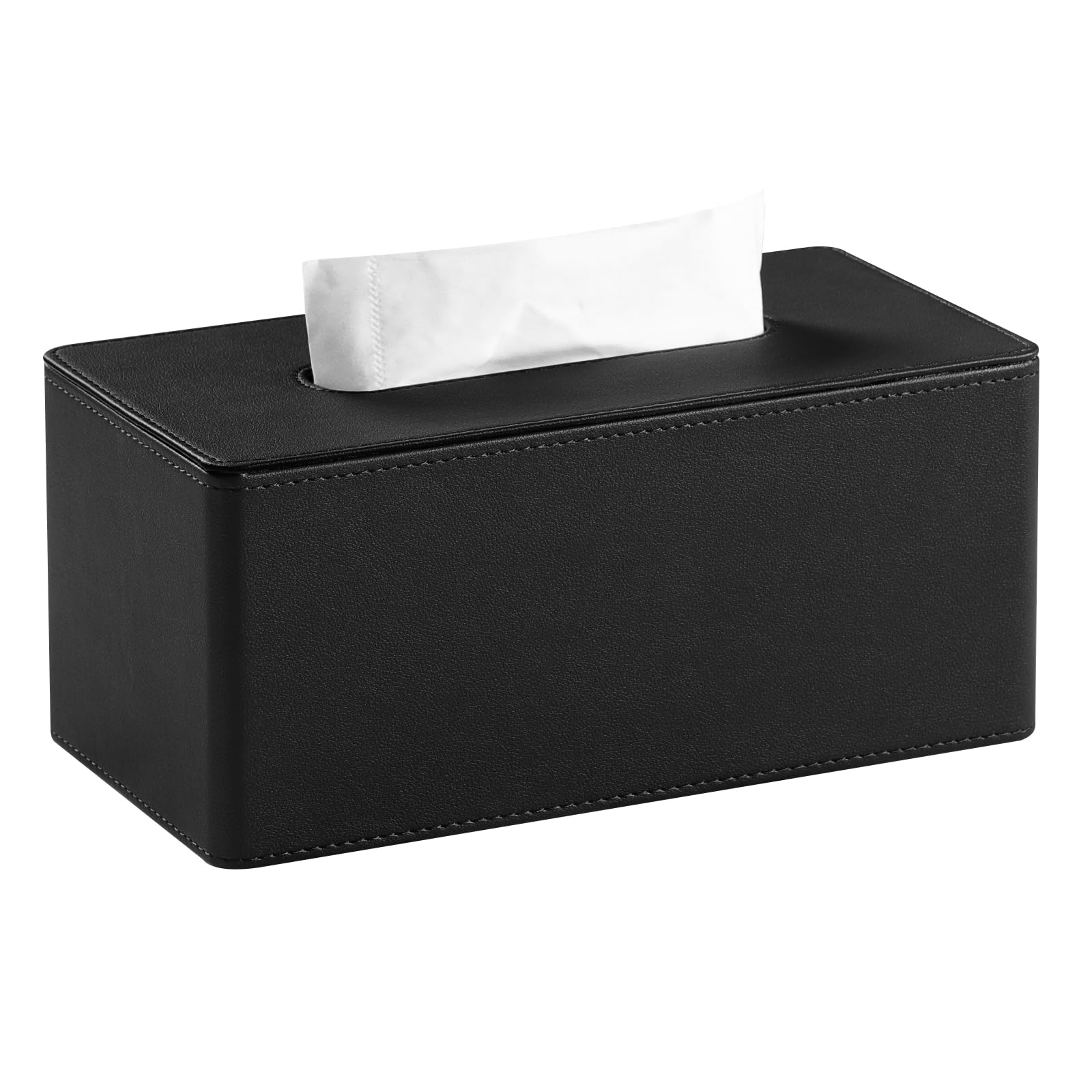 MEIBOOCH PU Leather Tissue Box Cover Rectangle Tissue Box Holder for 120-160 Count Box of Tissues (Black)