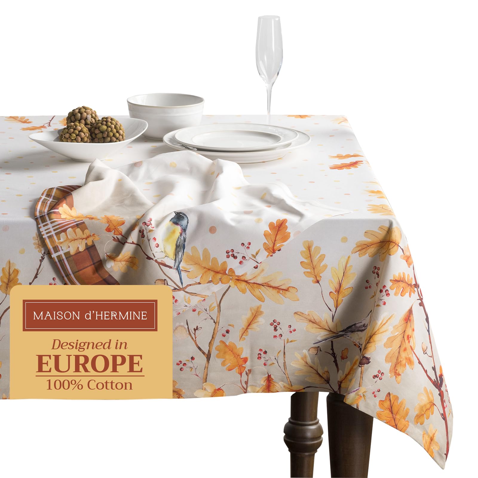 Maison D Hermine Table Cover 70X120 100% Cotton Decorative Washable Rectangle Tabletop Tablecloths, Kitchen, Party, Restaurant &