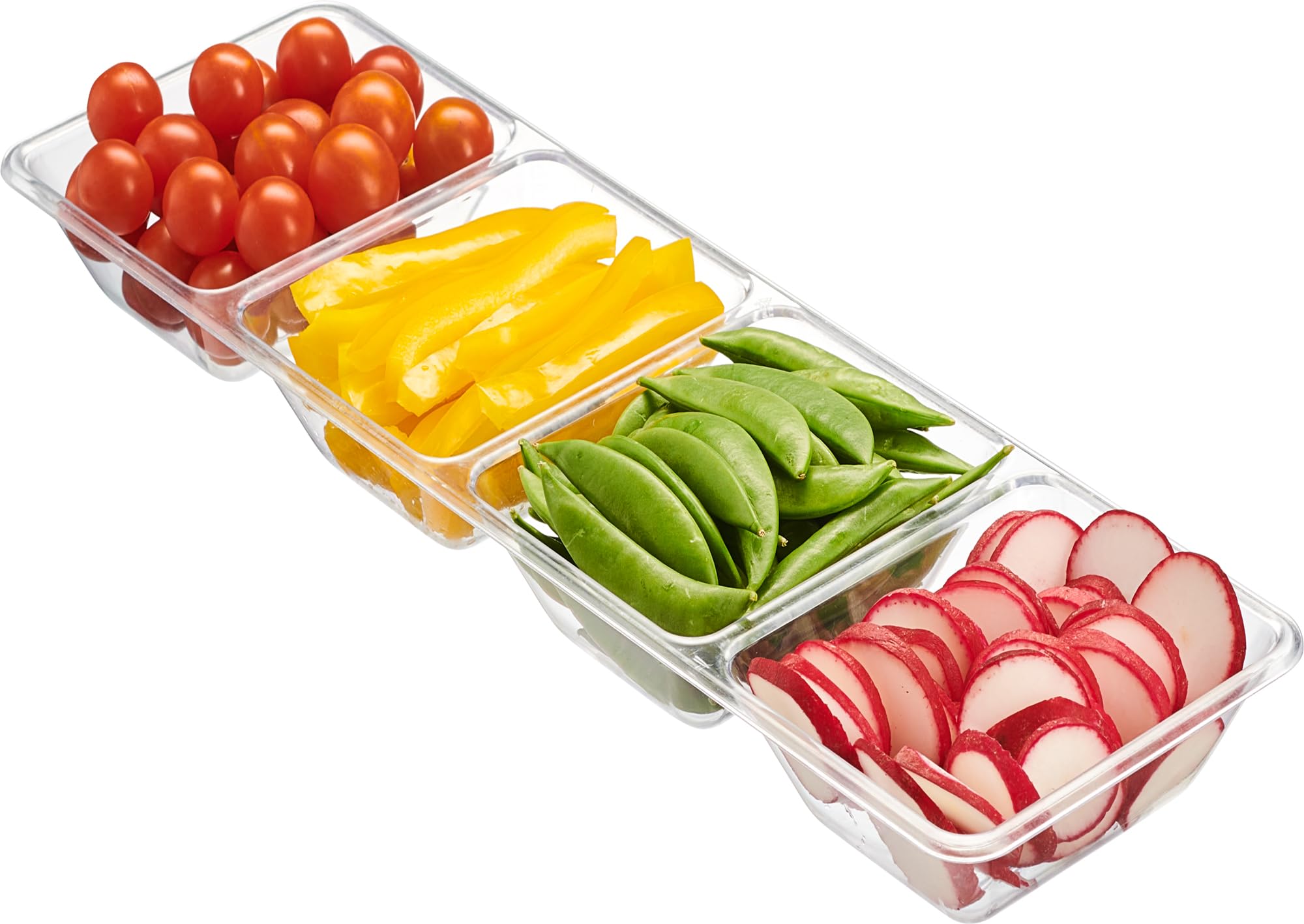 Plasticpro 4 Sectional Rectangle Plastic Disposable Serving Tray/Platter 5 X 16 Clear Pack Of 2