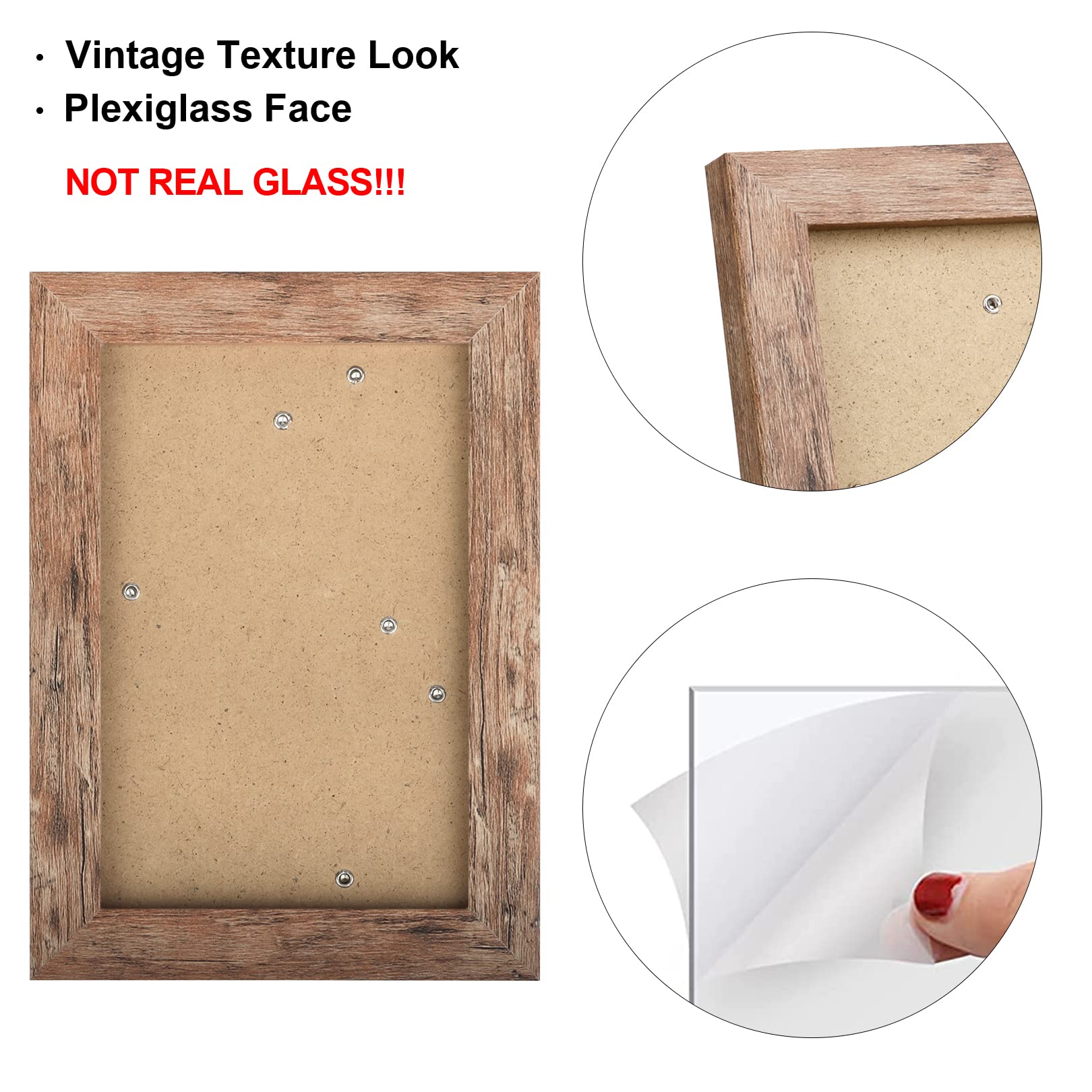 TOFOREVO 4x6 Picture Frames Set of 6 Rustic Wood Grain Photo Frame for Gallery Wall Mounting or Tabletop Display