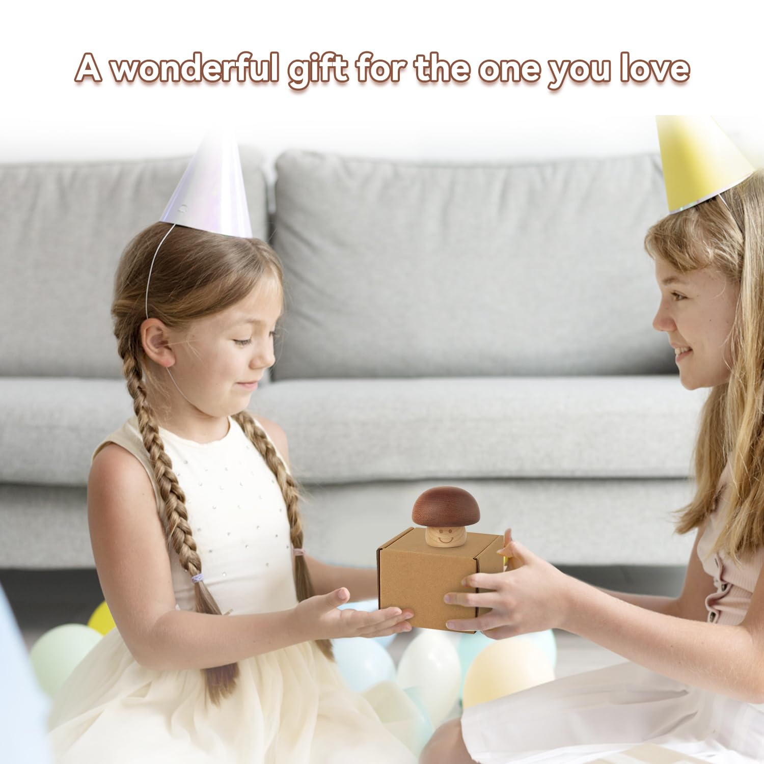 Wood Happy Birthday Wind up Music Box Mini Cute Mushroom Vintage Engraved Mechanism Musical Boxes Birthday Gift for Family Frien