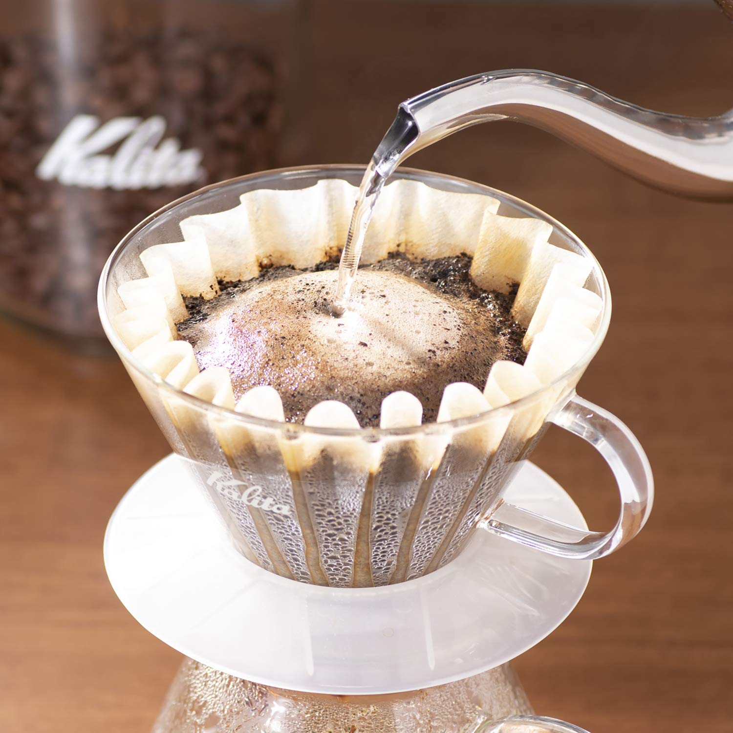 Kalita Wave Paper Coffee Filters - Large 185 Size, 100 Count, White, Perfect for Pour Over Drippers, Made in Japan