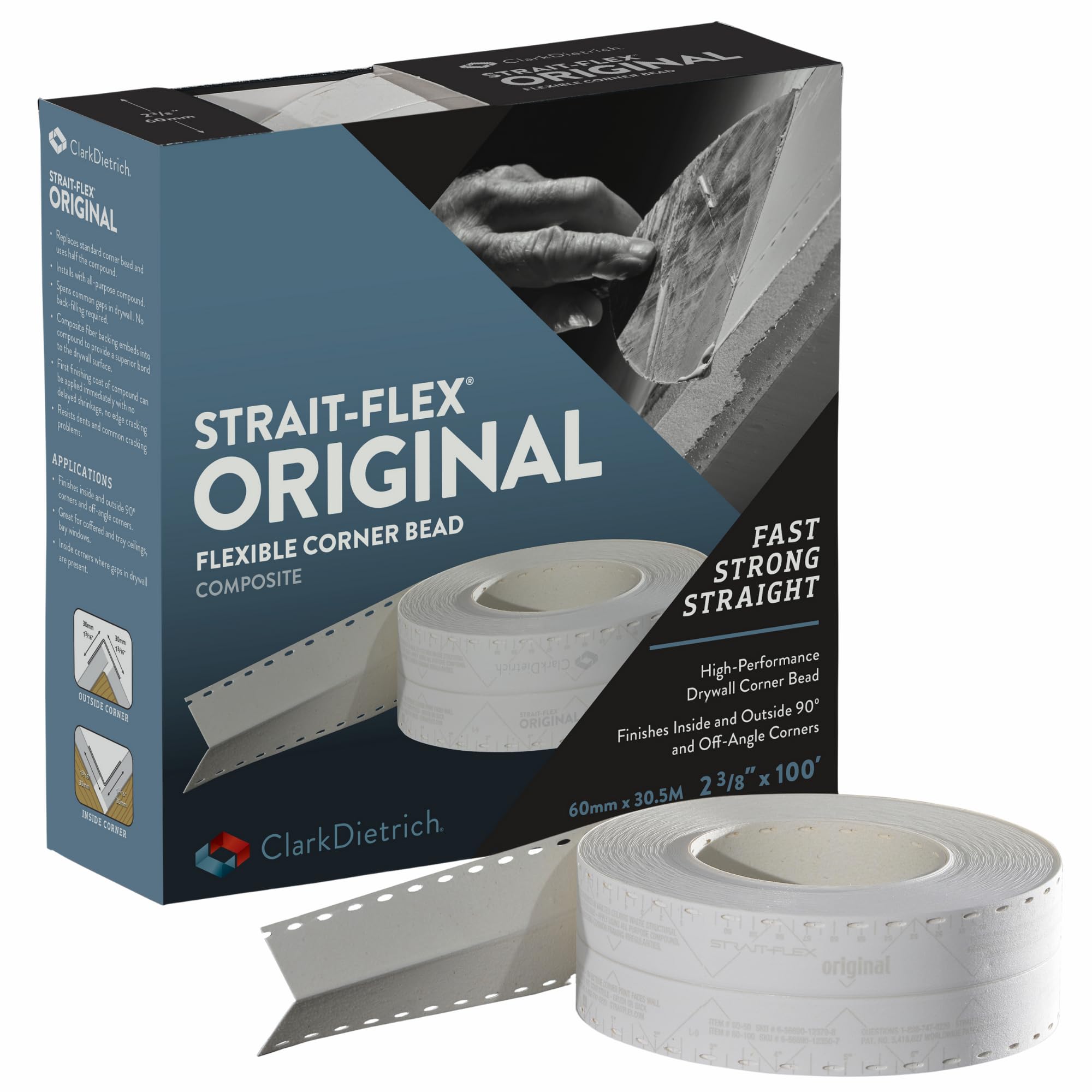 Strait Flex Drywall Tape - Original Drywall Repair Corner Bead - Finishes Inside or Outside 90 Degrees and Off-Angle Corners - R