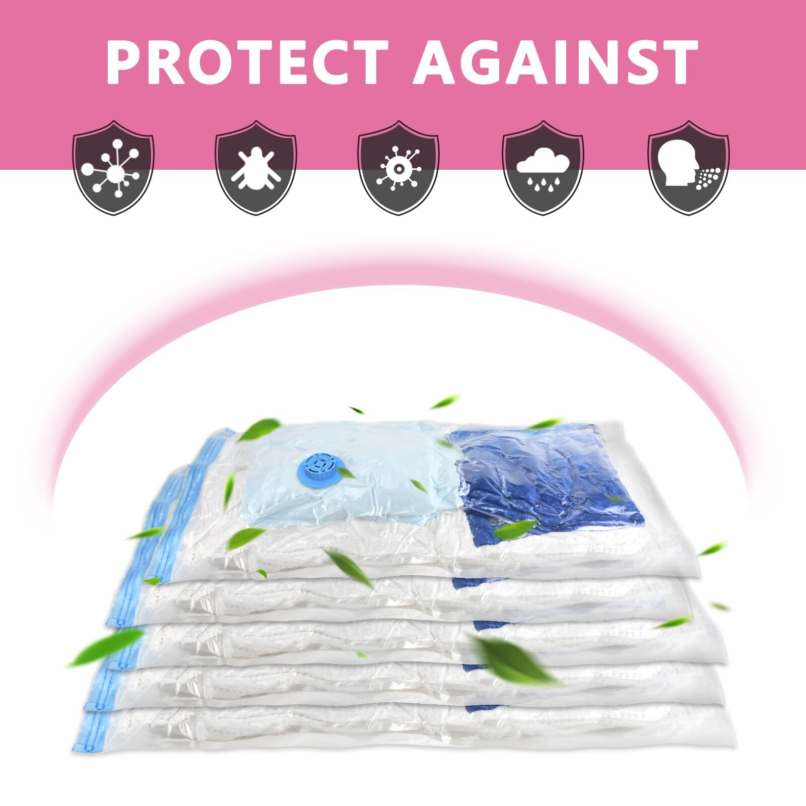 24 Pack Vacuum Storage Bags With Electric Pump, New Air Valve Space Saver Bags (5 Jumbo, 5 Large, 5 Medium, 5 Small, 4 Roll Up B