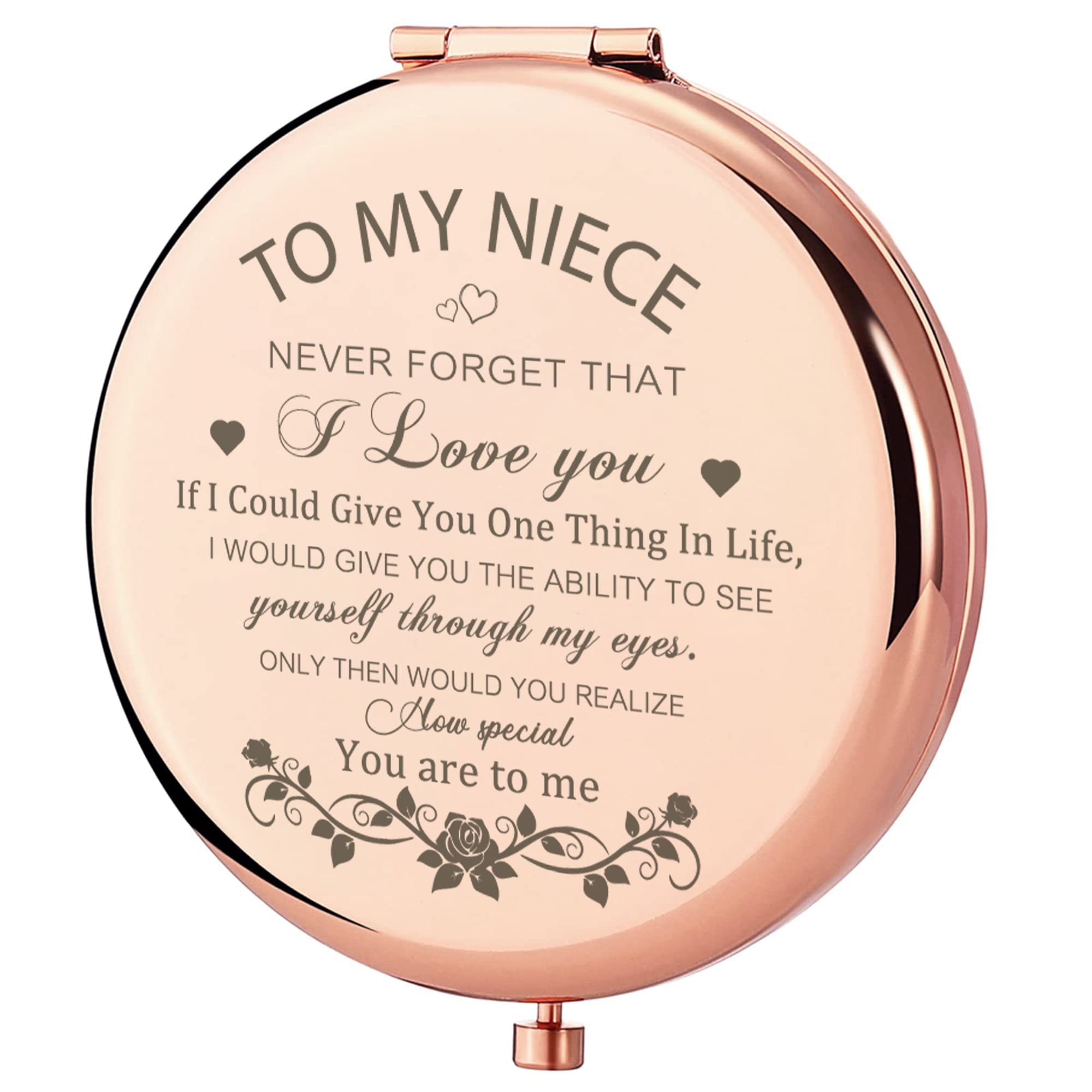Gaolziuy Niece Gifts Compact Mirror For Niece From Aunt, Rose Gold Niece Compact Mirror, Birthday Gifts For Niece From Aunt Uncl