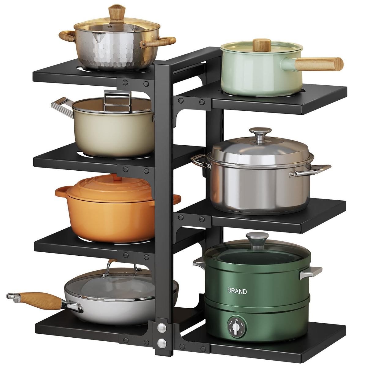 Yanyygu Pots And Pans Organizer For Cabinet, Heavy Duty Pot Pan Rack Under Sink Organizers And Storage,Kitchen Cabinet Organizer