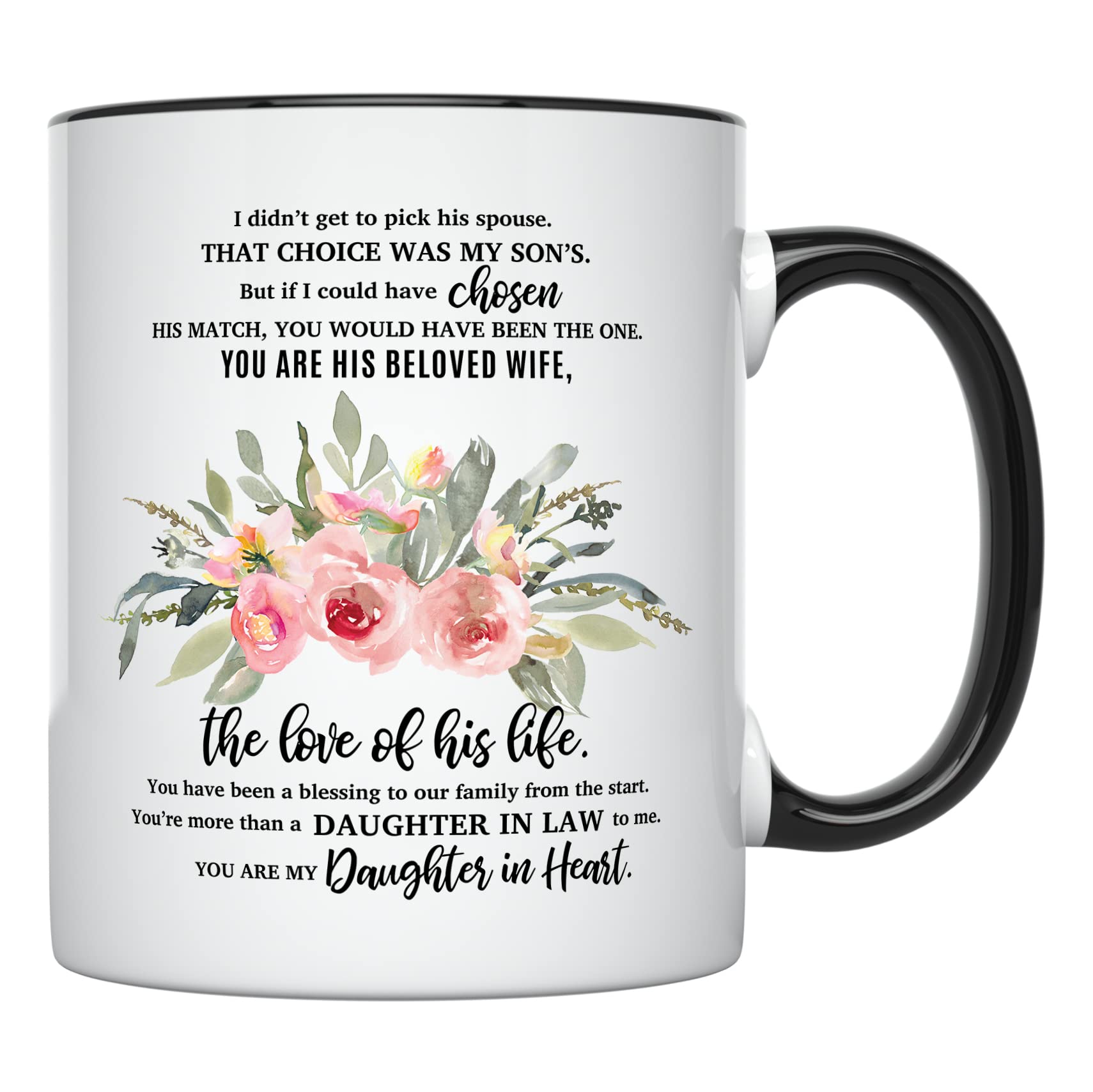 YouNique Designs To Daughter In Law Mug, 11 Ounces, Daughter In Law Gifts from Mother In Law (Black Handle)