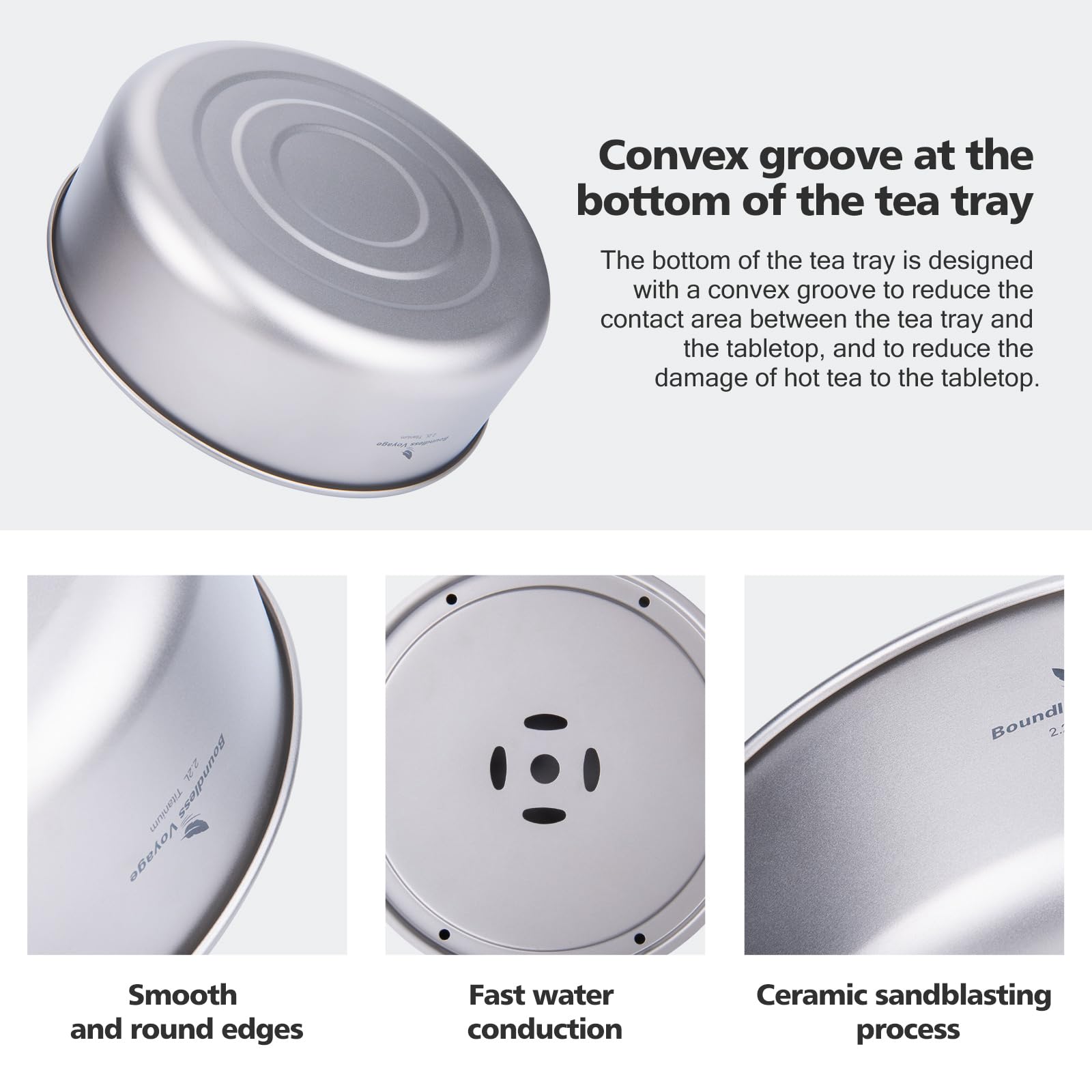 Boundless Voyage Titanium Tea Tray Serving Tray Travel Home Office Tea Coffee Container Drainage Water Storage Us-Ti3214D