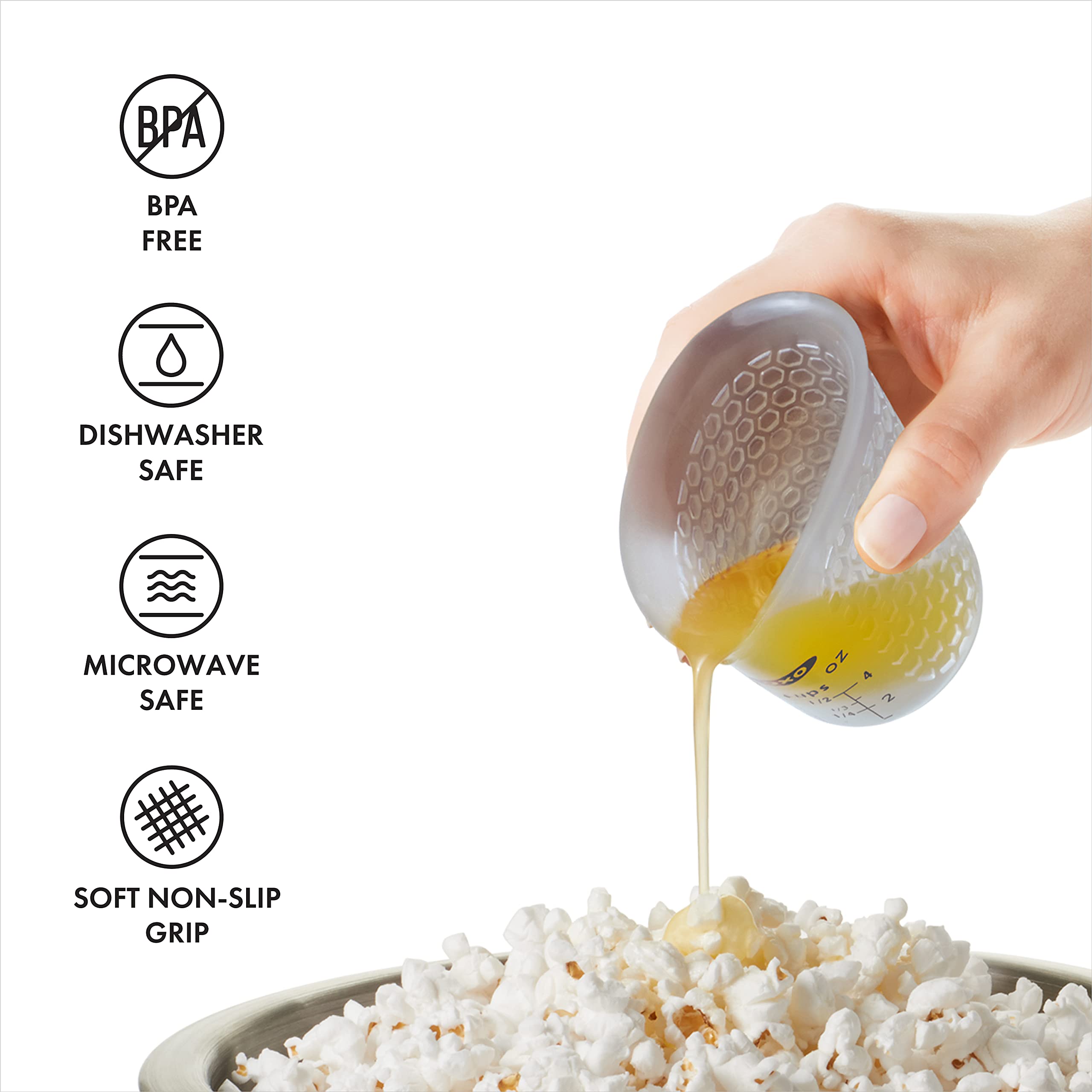 Oxo Good Grips 3 Piece Squeeze & Pour Silicone Measuring Cup Set, Blue