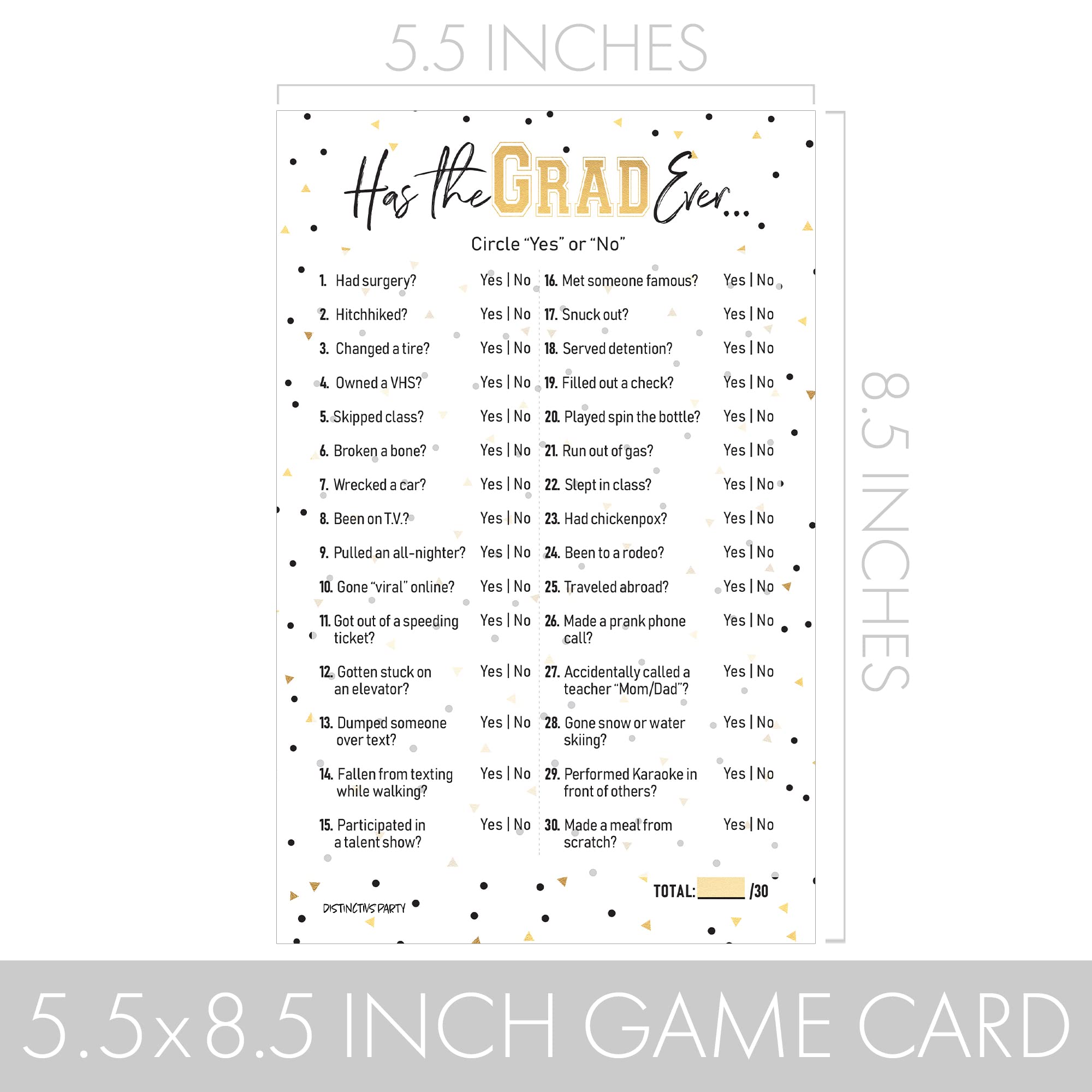 Distinctivs Has The Grad Ever Graduation Party Game - 25 Cards