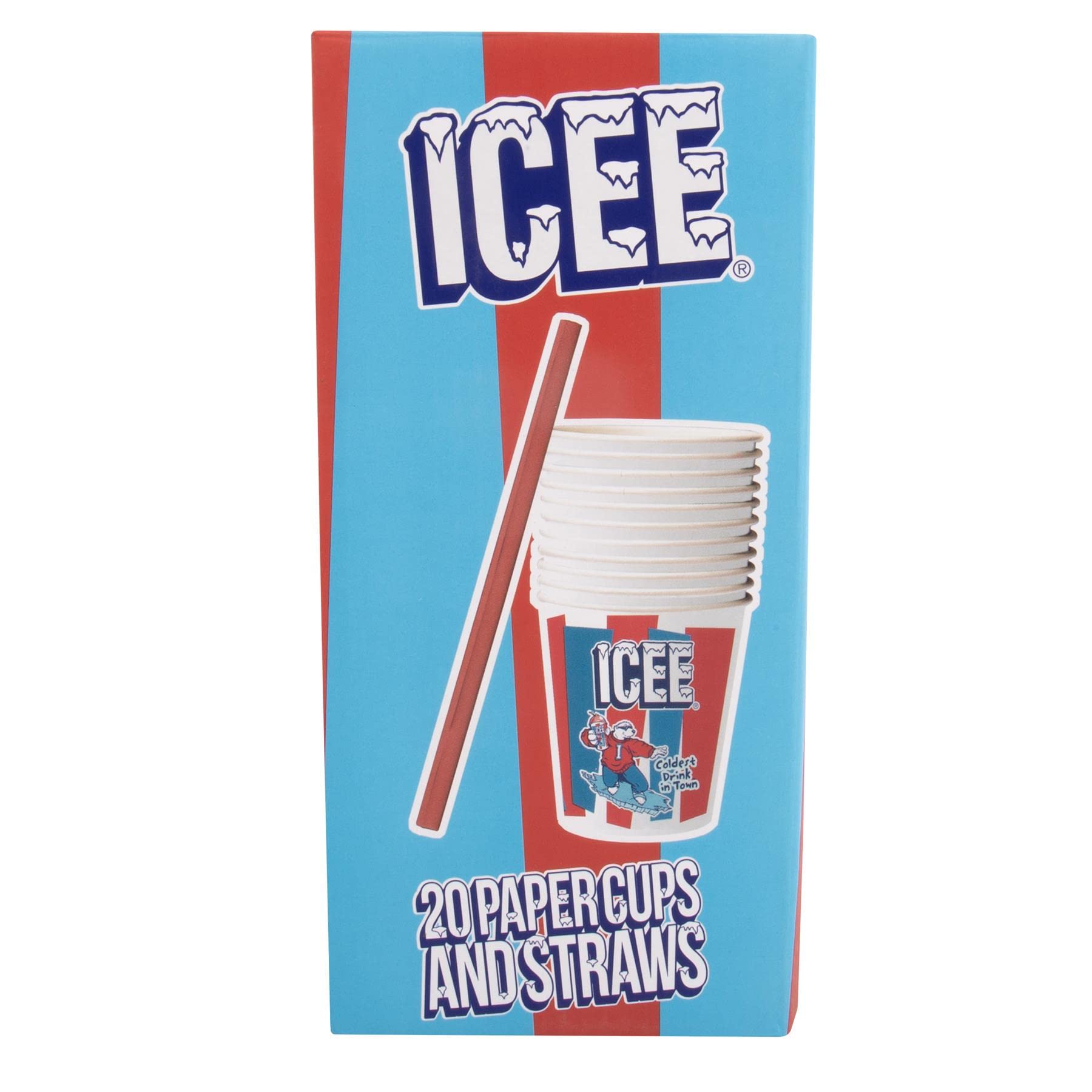 Officially Licensed Icee Slushie Cups & Straws Pack - 20 Cups & 20 Straws