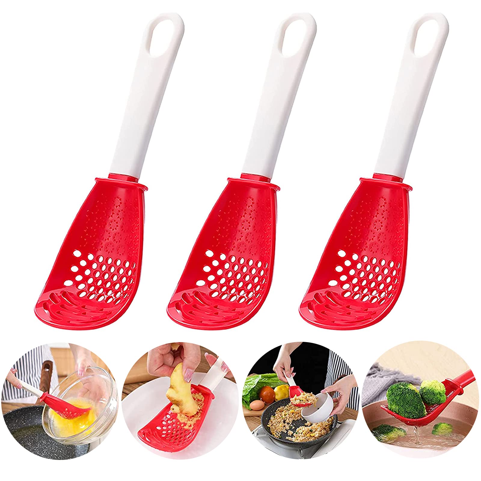 6In1 Multifunctional Kitchen Cooking Spoon- Kitchen Gadgets Strainers For Egg Yolk Separator- Grater Masher- Colander Skimmer Sc