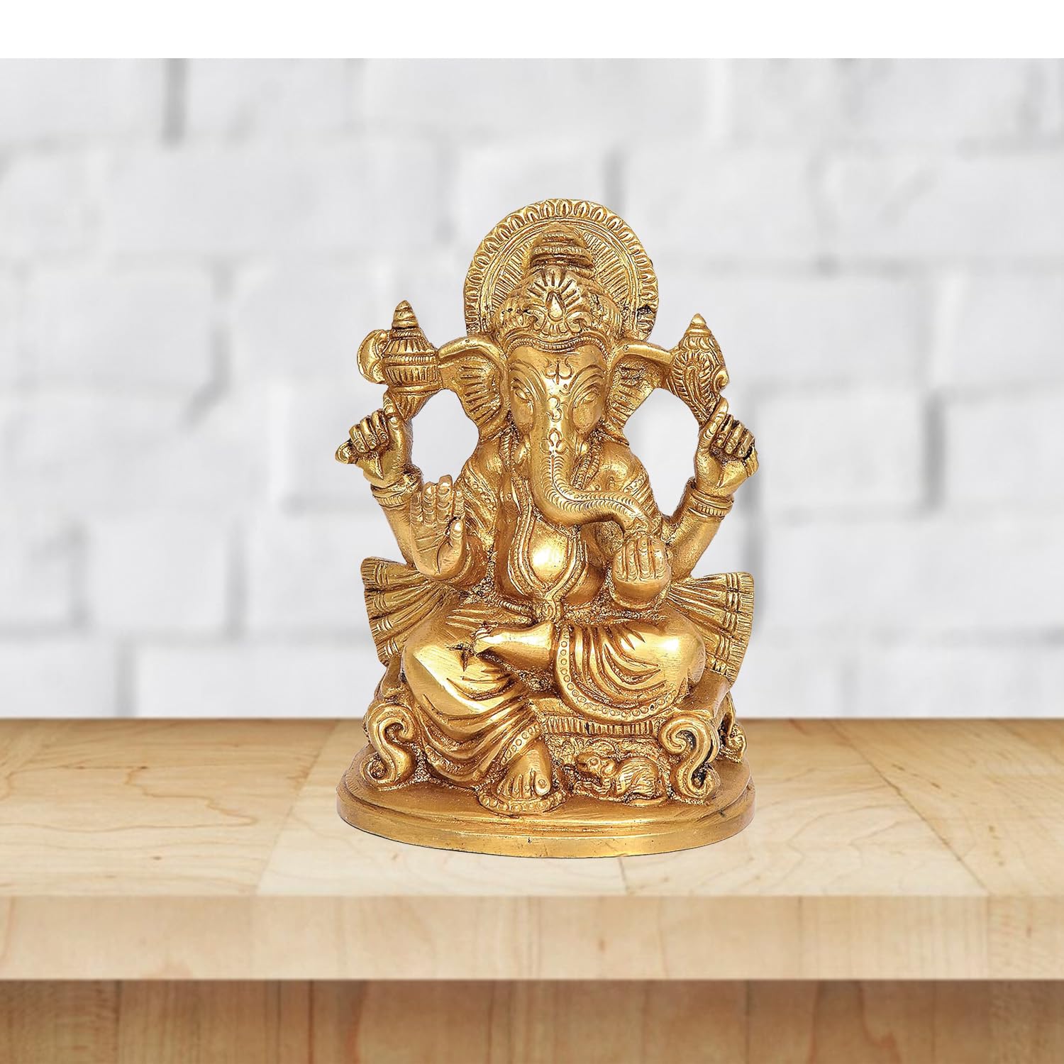 Tapas Homes Brass Ganesha Idol Mangalkari Sitting Ganesh Bhagwan Statue God Ganpati Murti For Home Entrance Pooja Dcor Good Luck