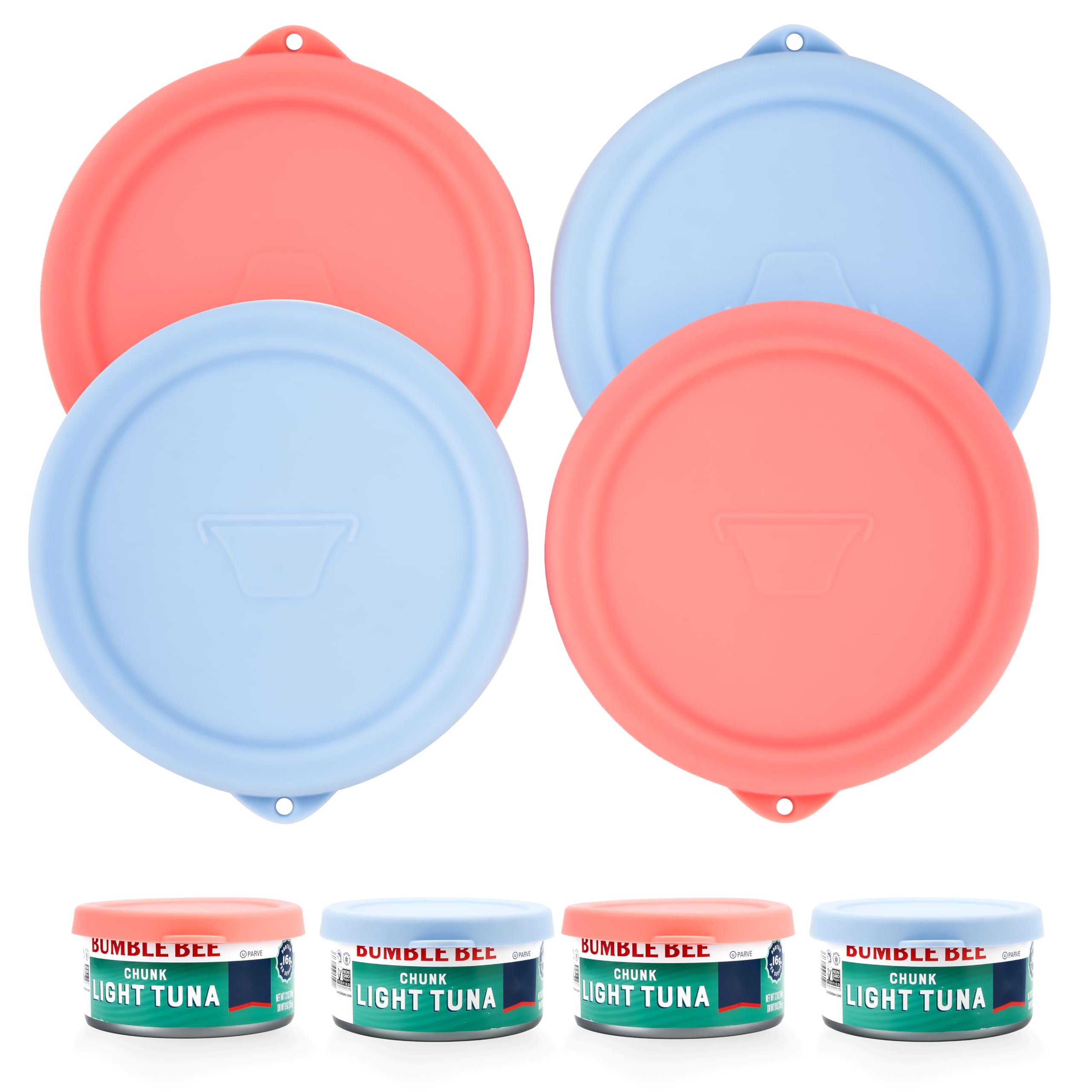 4 Packs 4-inch/9.5cm Silicone Can Lids for Bumble Bee | StarKist | Chicken of the Sea 12oz Tuna Can, Can Covers for 4.0-inch Can