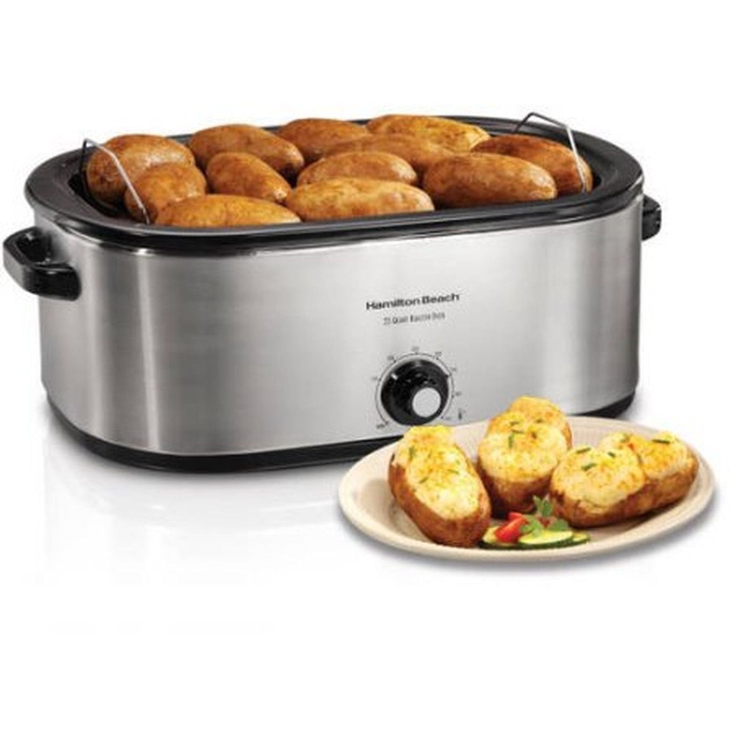 Hamilton Beach 22-Quart Roaster Oven, Stainless Steel, Self-Basting Lid, Model 32129, 2 Piece Set