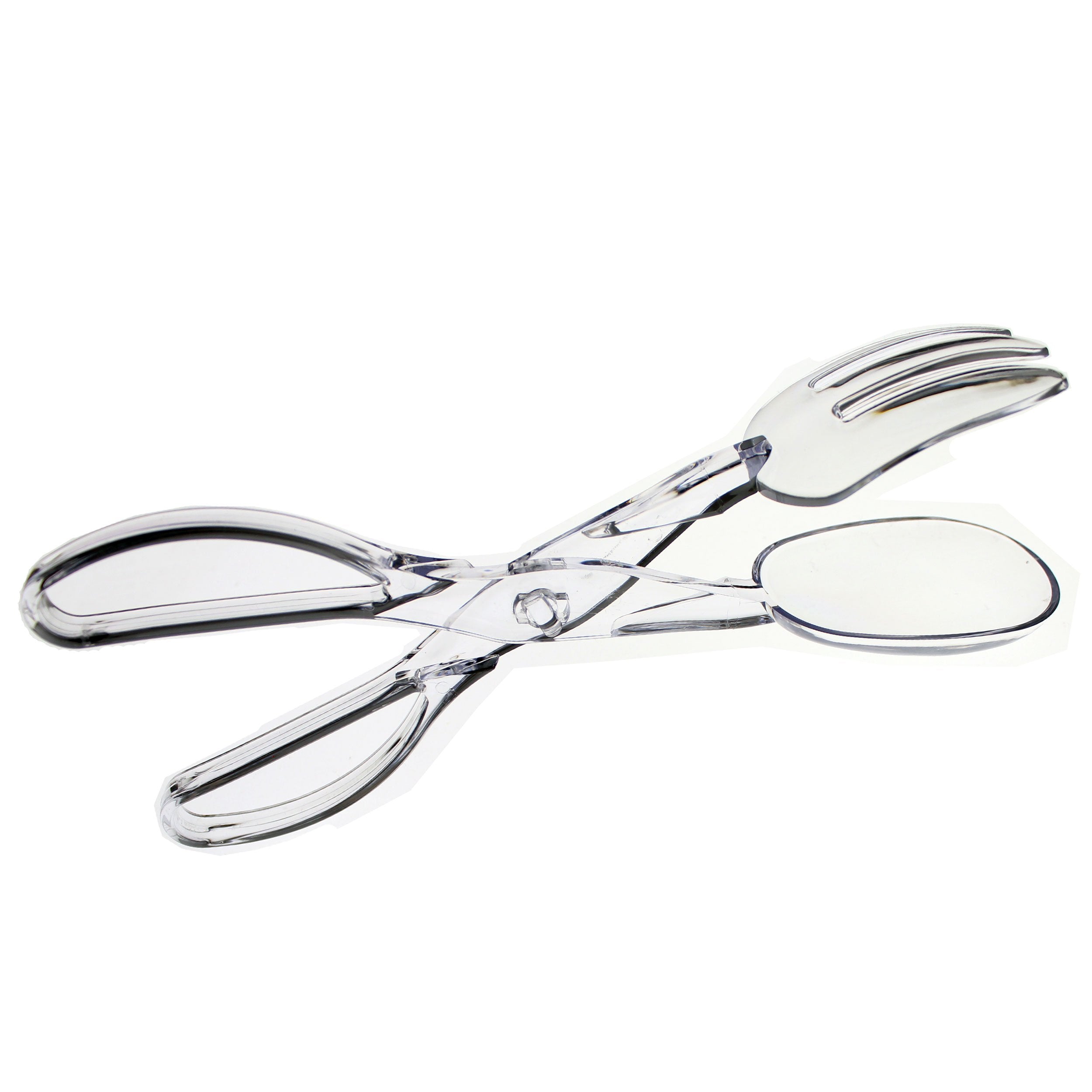 Exquisite Clear Deluxe Plastic Salad Tongs - Premium Quality - Resposable - 6 Count