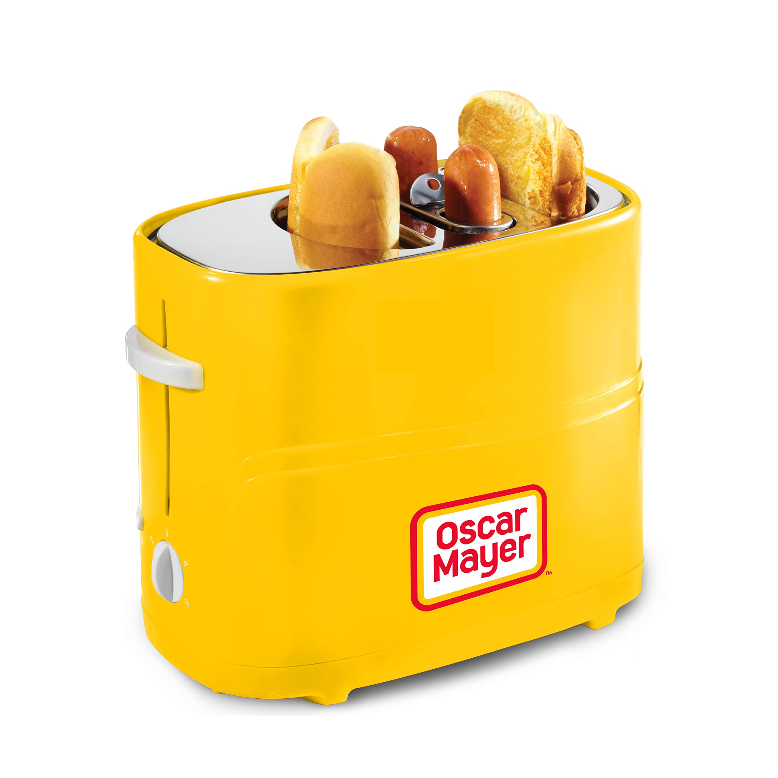 Oscar Mayer 2 Slot Hot Dog and Bun Toaster with Mini Tongs, Hot Dog Toaster Works with Chicken, Turkey, Veggie Links, Sausages a