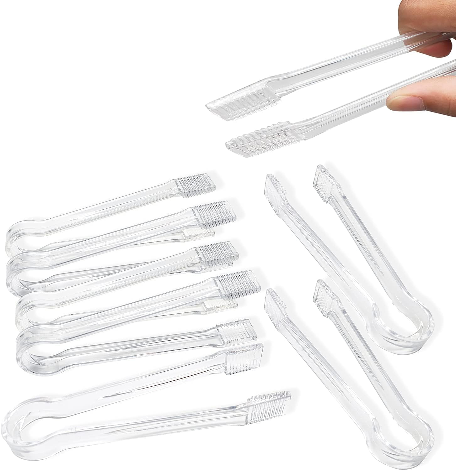 8 Pcs Plastic Buffet Serving Tongs, Clear Kitchen Tongs 6.3 Inch Small Ice Tongs For Tea And Coffee Party Catering Appetizers Sa
