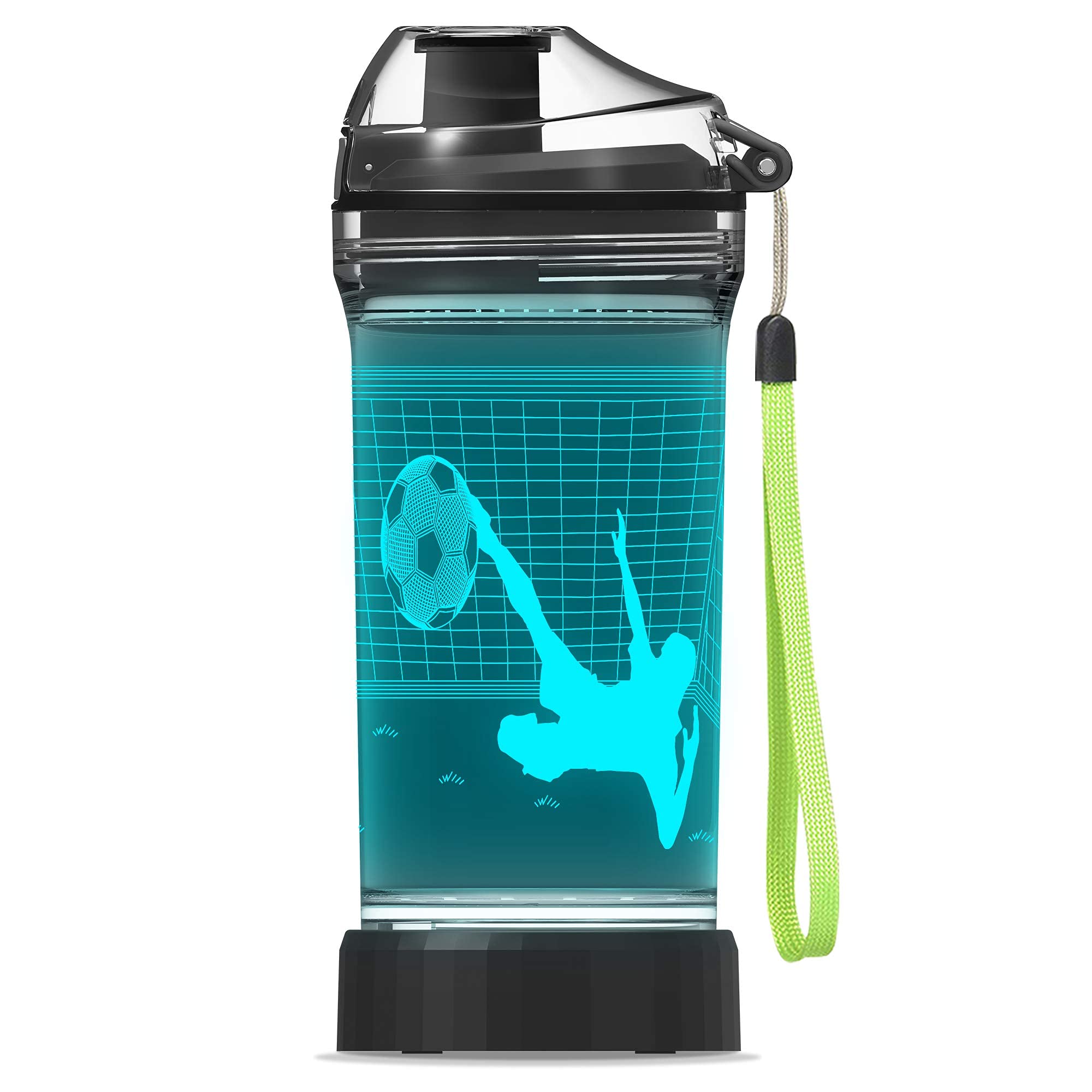 Yuandian Soccer Gifts, Light Up Kids Water Bottle With 3D Soccer Illusion Lamp- 14 Oz Tritan Bpa Free Eco-Friendly - Cool Drinki