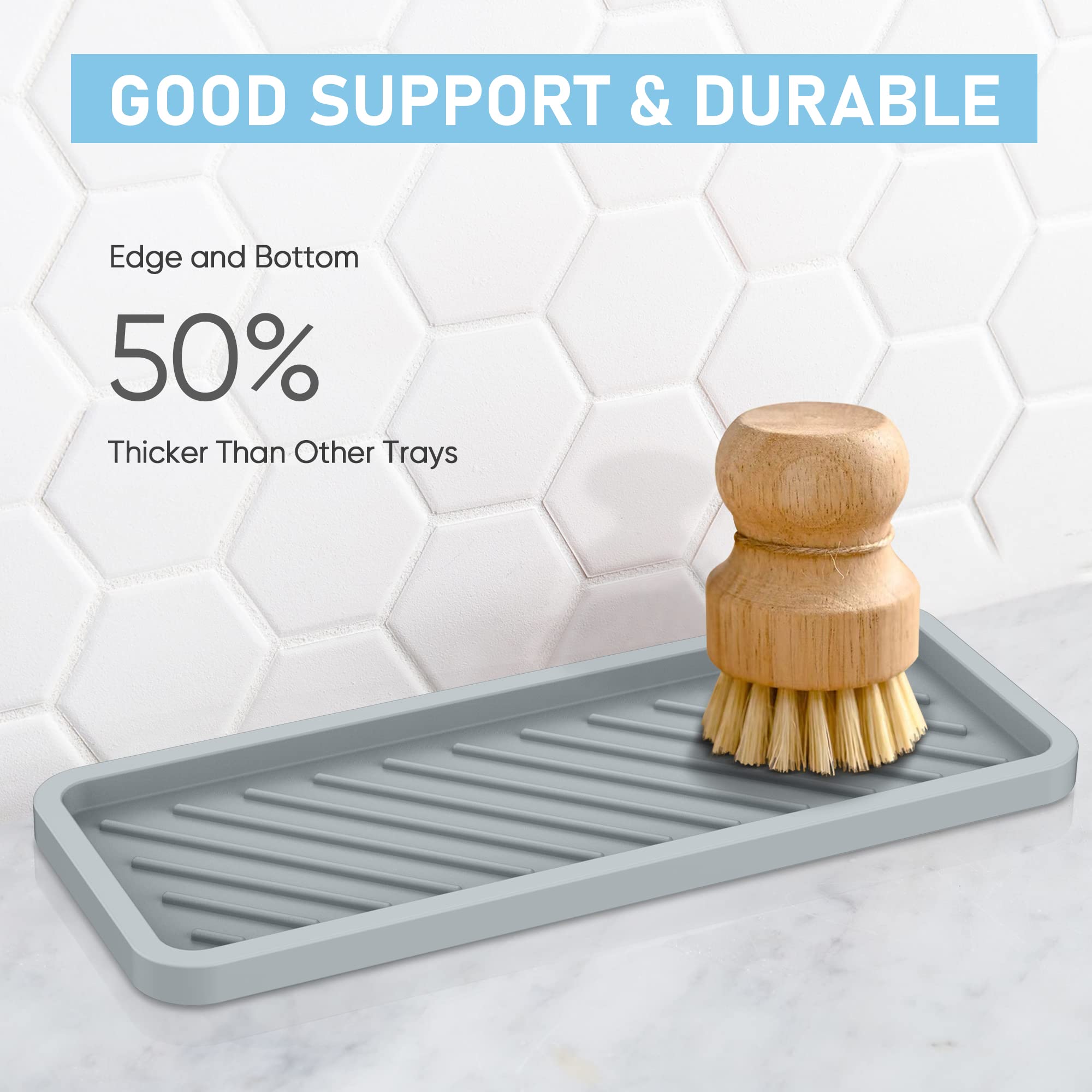 Eg-Sipro Silicone Sponge Holder,Extra Large 12'' Kitchen Sink Organizer Tray Kitchen Soap Tray Soap Sponge Holder For Bathroom C